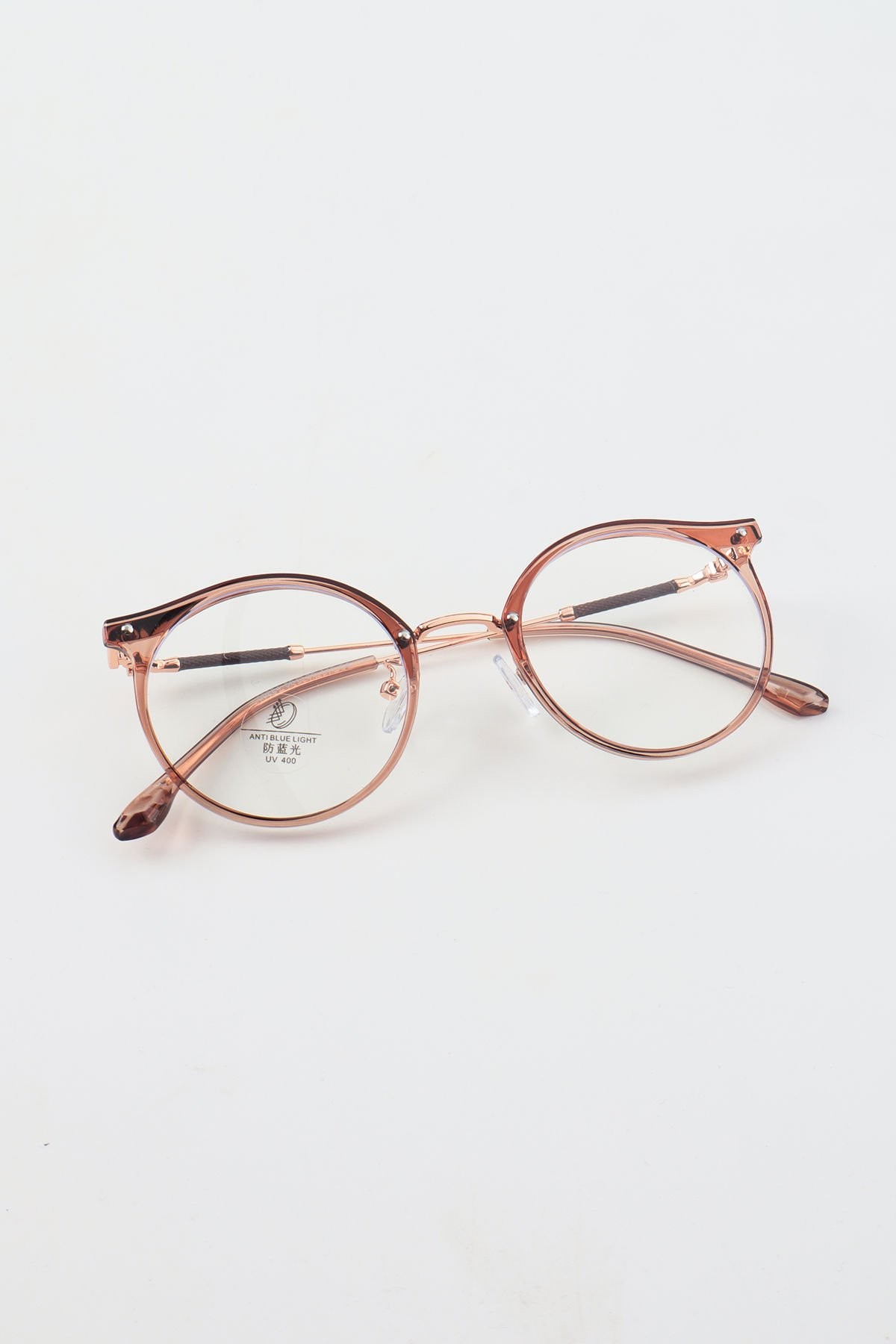 Teddy Yuvarlak Çerçeve Mavi Işık Koruyucu Gözlük - Blue Block Lens - Pembe