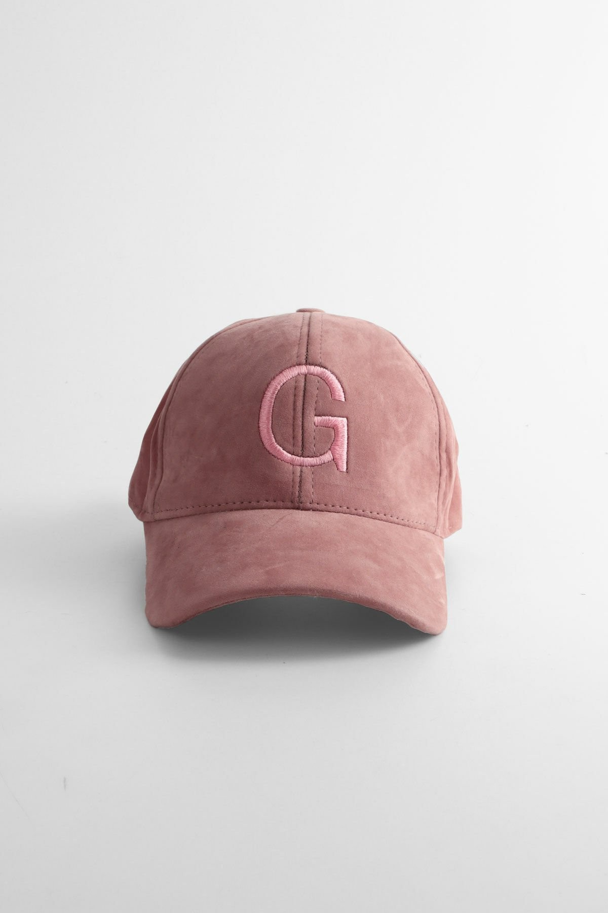 Kişiye Özel Harf Nakışlı Harf Seçilebilir Süet Baseball Cap Şapka - Pembe