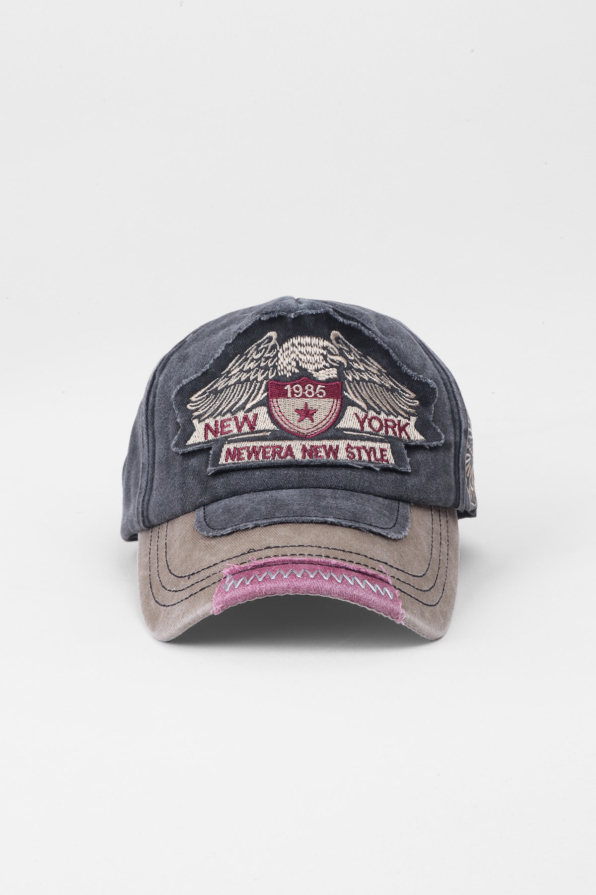 Nakışlı Cap Baseball Şapka - Füme