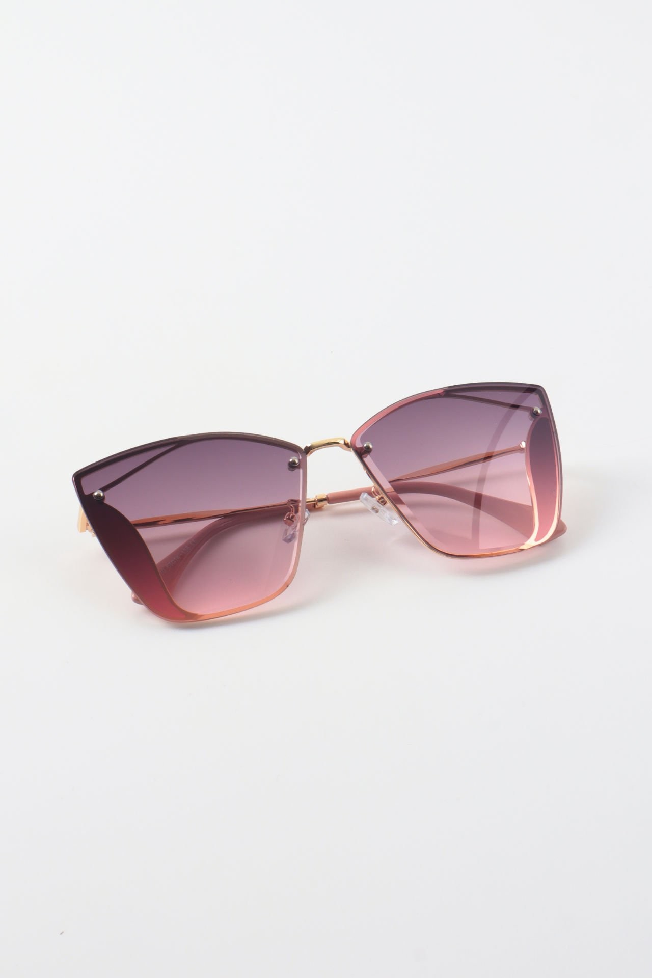 Metal Geometrik Cateye Güneş Gözlüğü - Lila