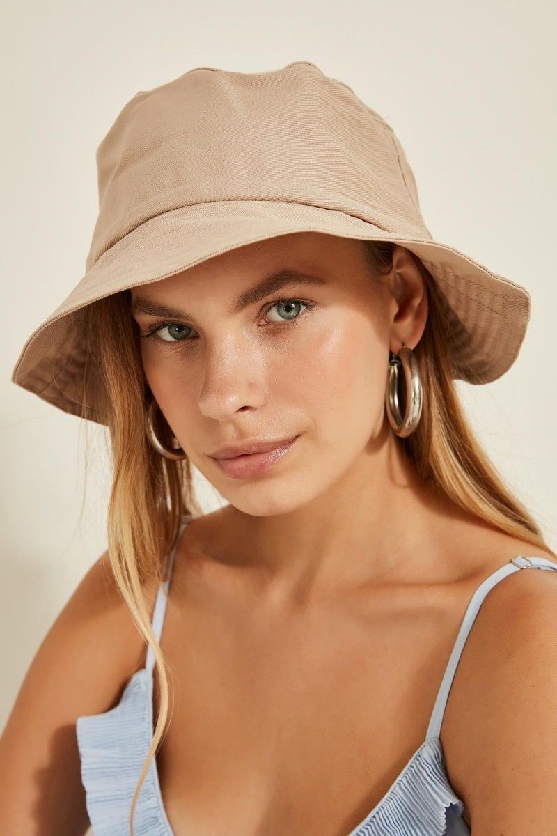 Bej Bucket Şapka