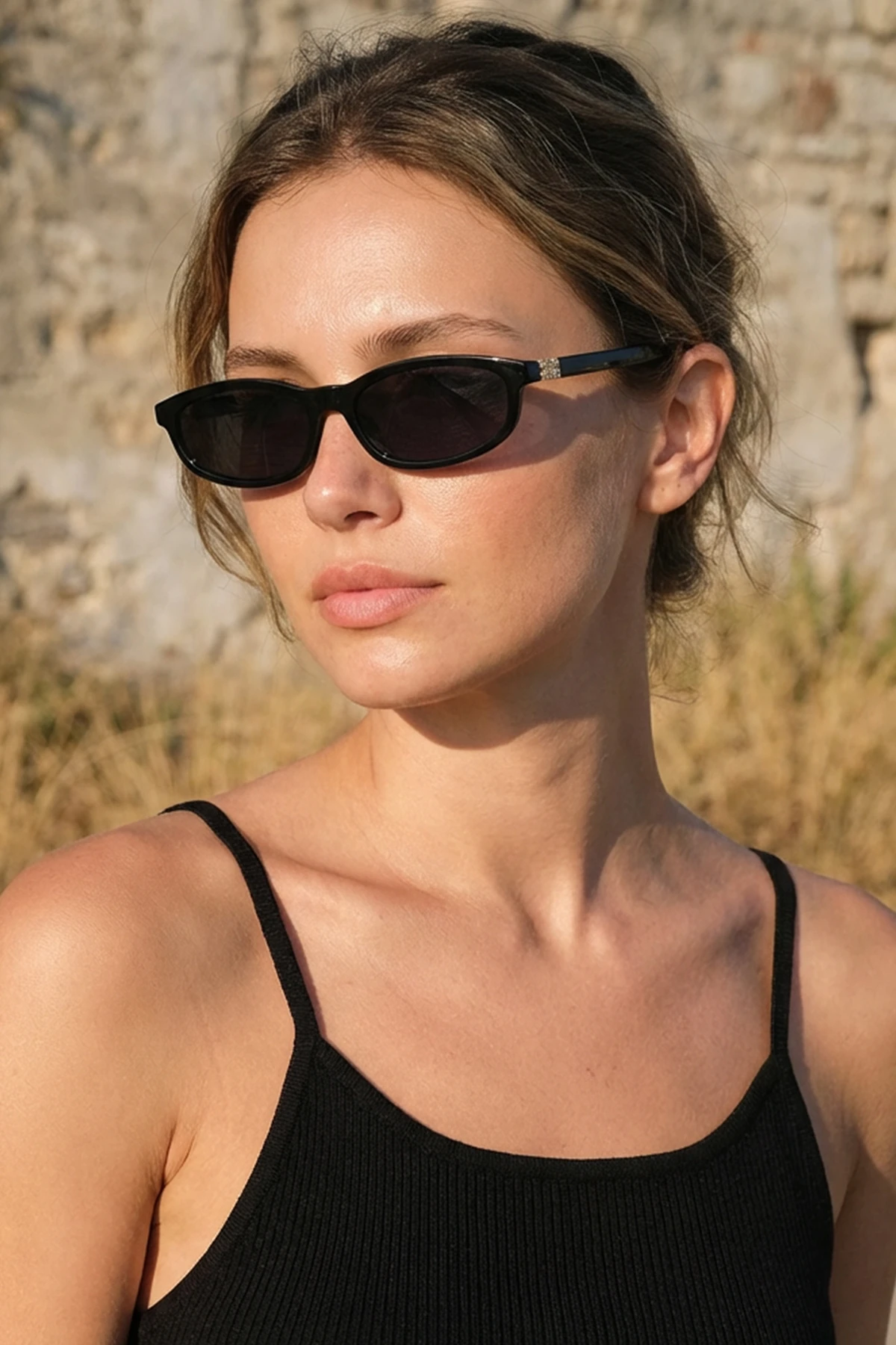 Melon Geometrik İnce Güneş Gözlüğü - Siyah