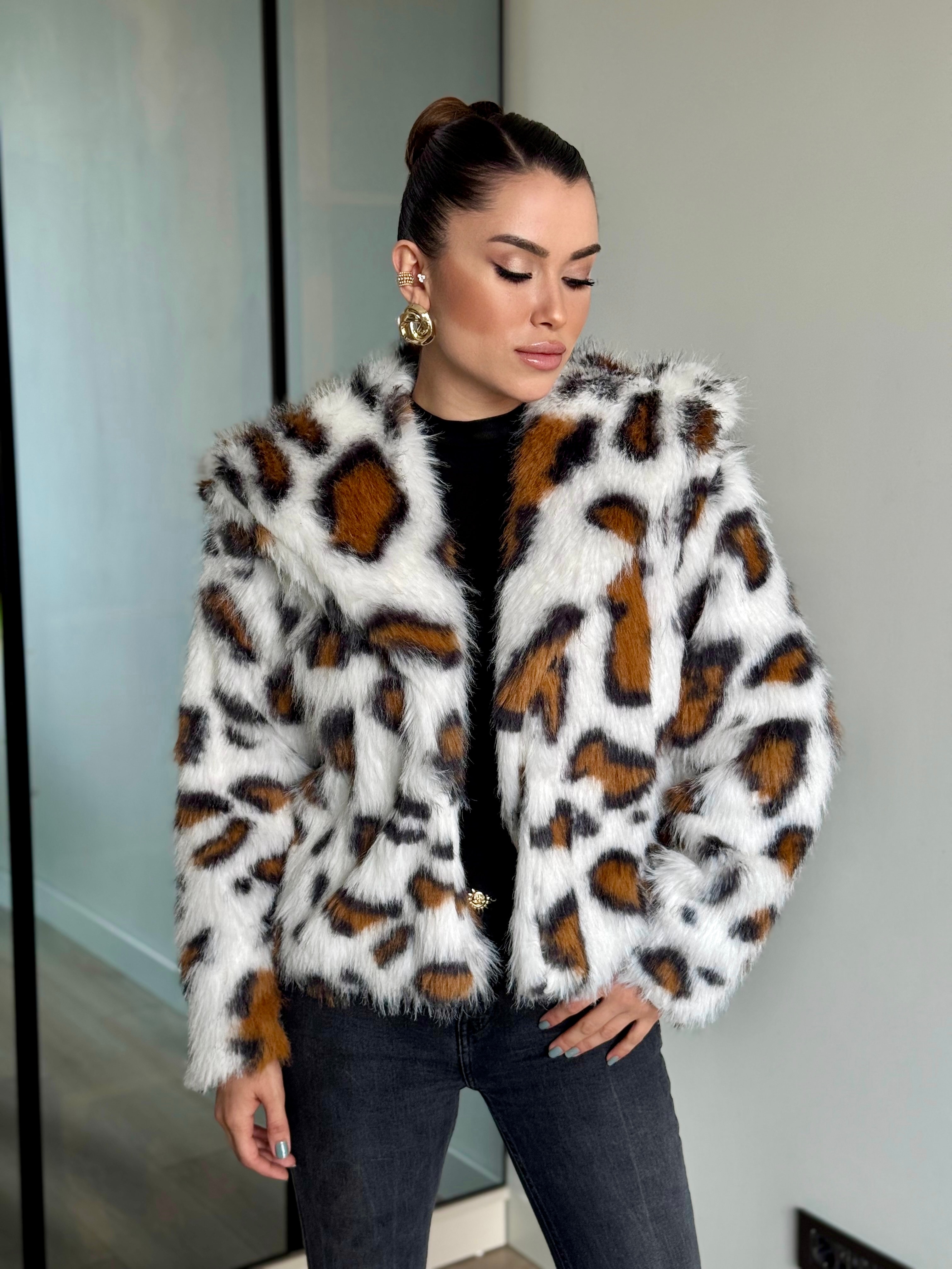 Desenli Kürk - turuncu