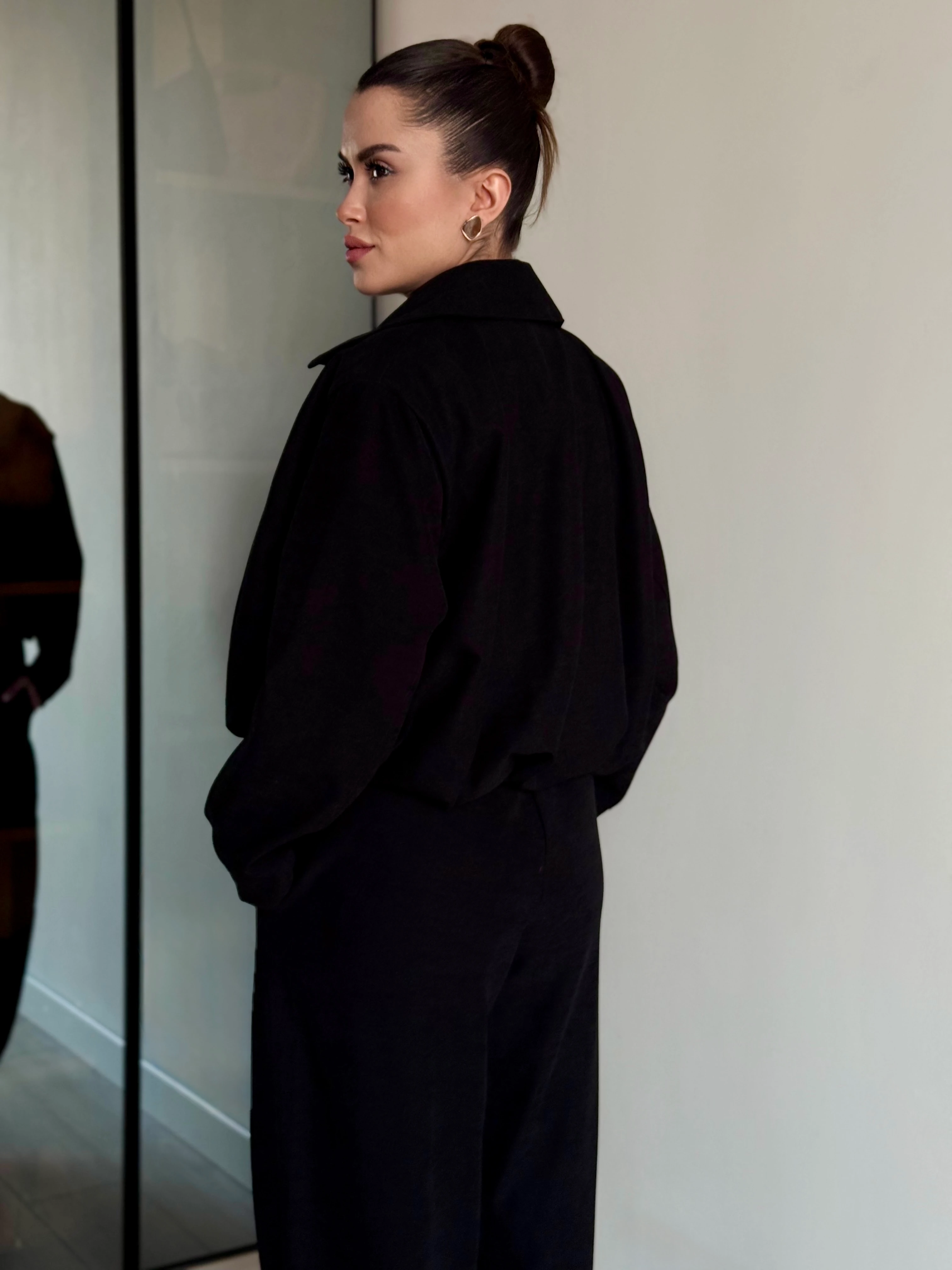 İkili Gömlek Yaka Takıım  - Siyah