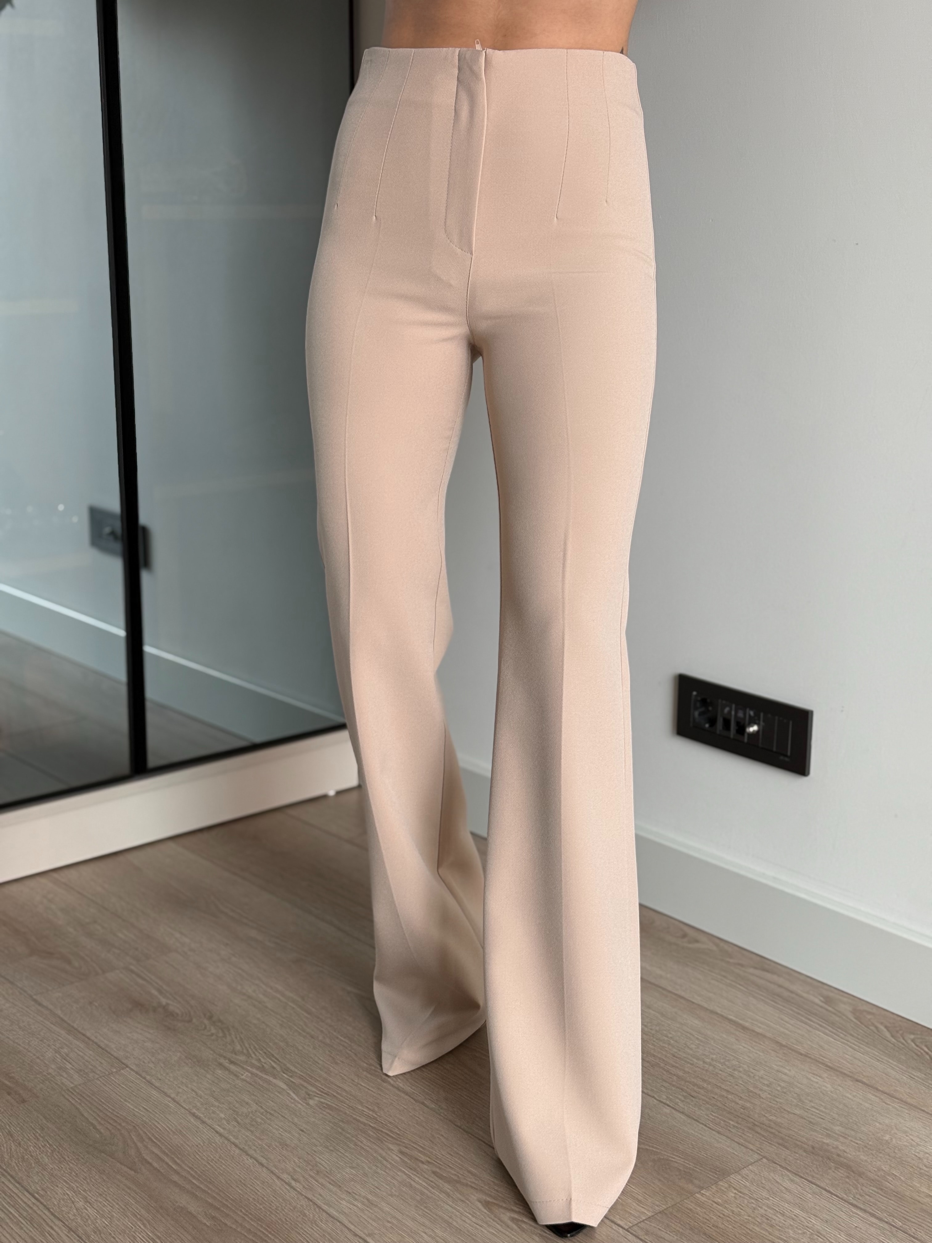 Yüksek Bel Toparlayıcı Pantolon - krem