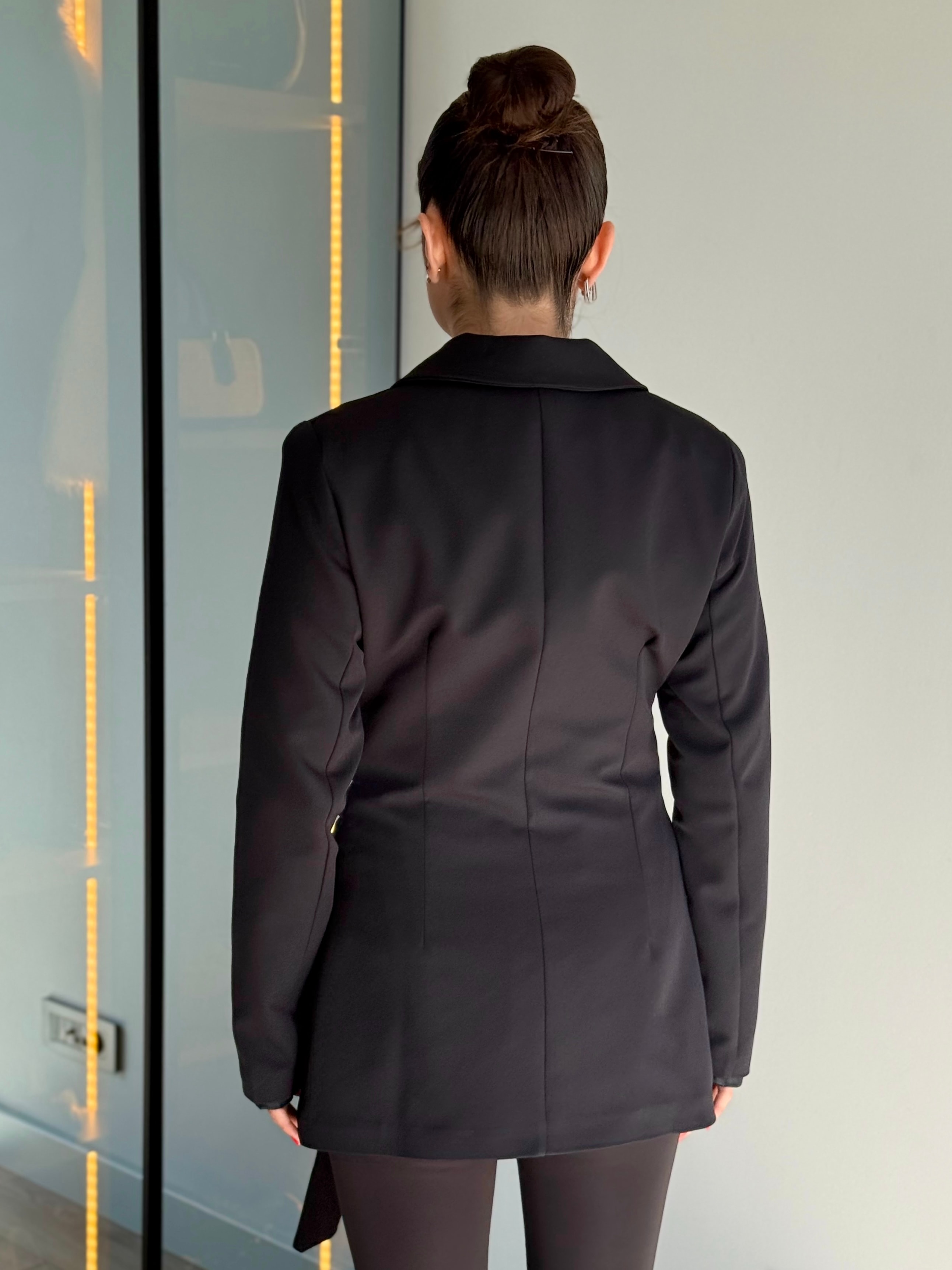 Kuşaklı Blazer Ceket - Siyah