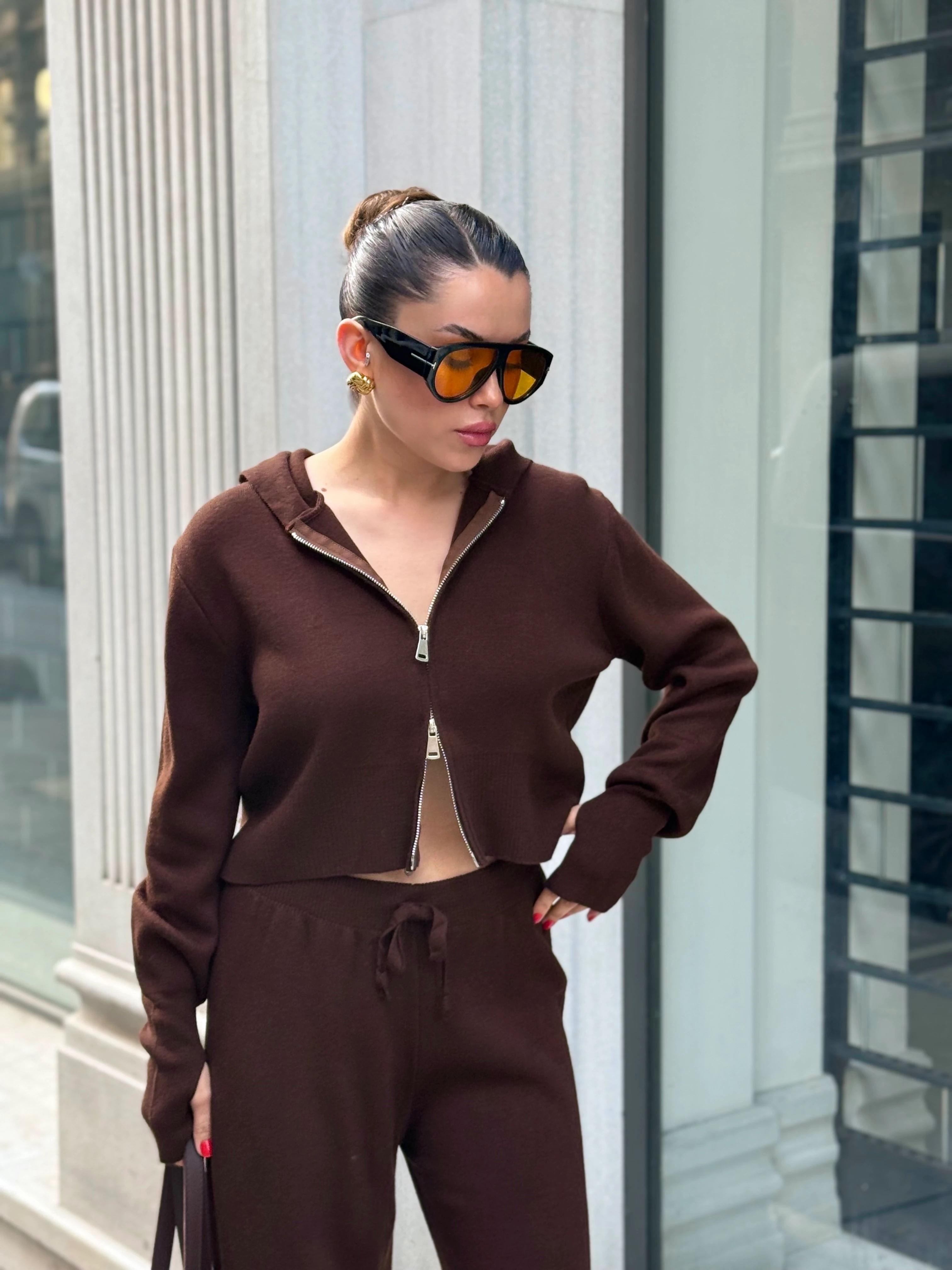 Premium Alt Üst Triko Takım - kahverengi