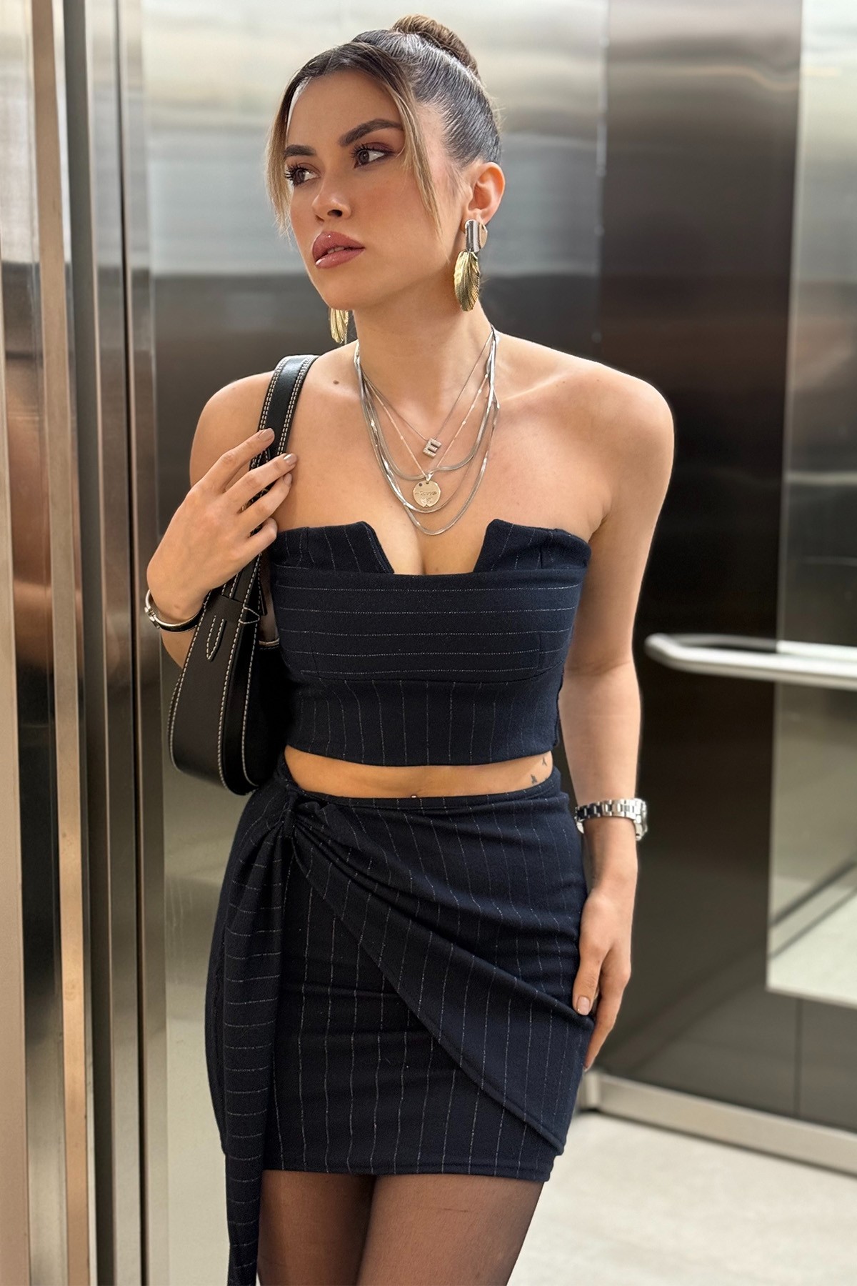 Straplez Crop Etek Takım