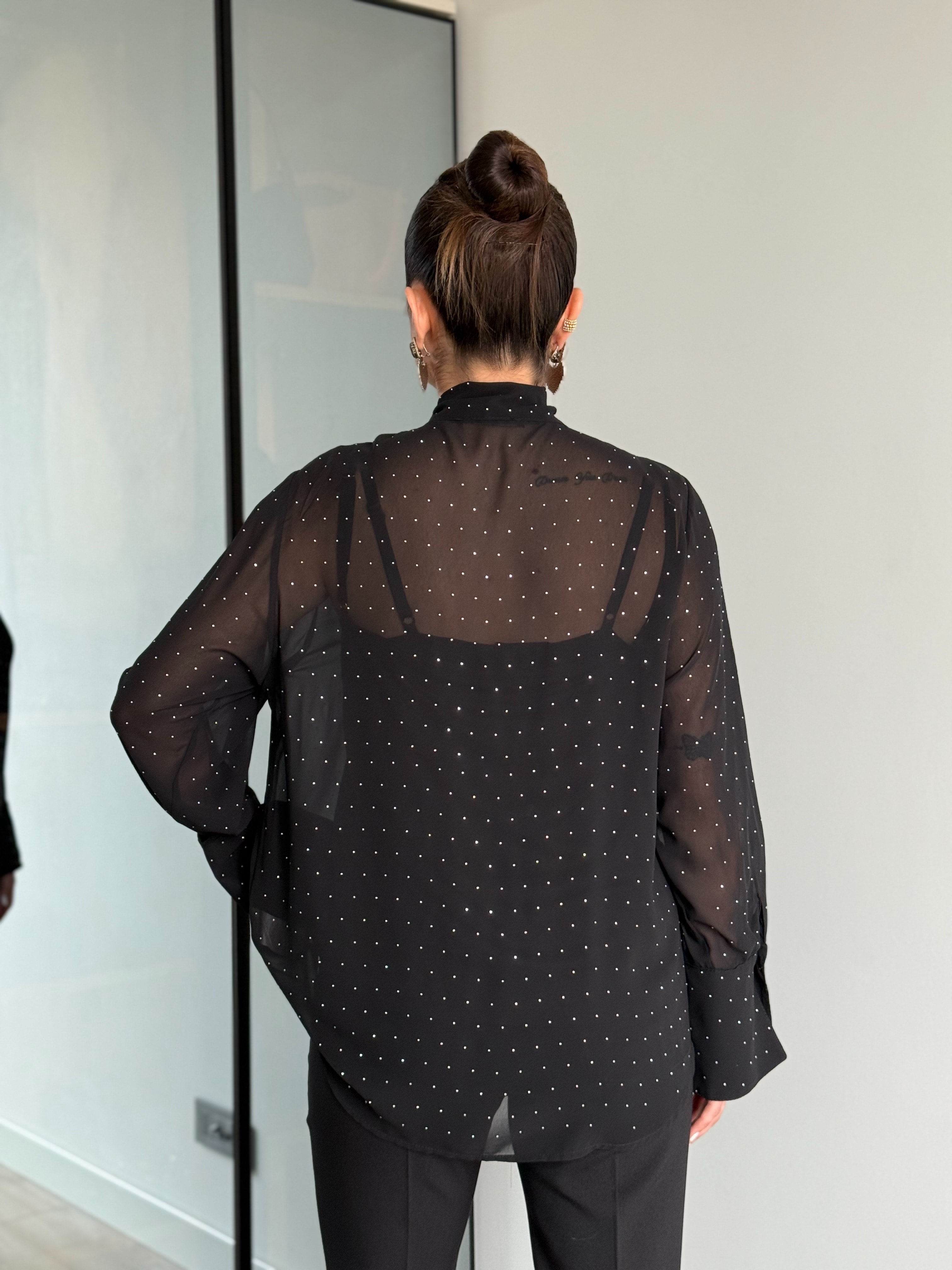 Taşlı Gömlek  - Siyah