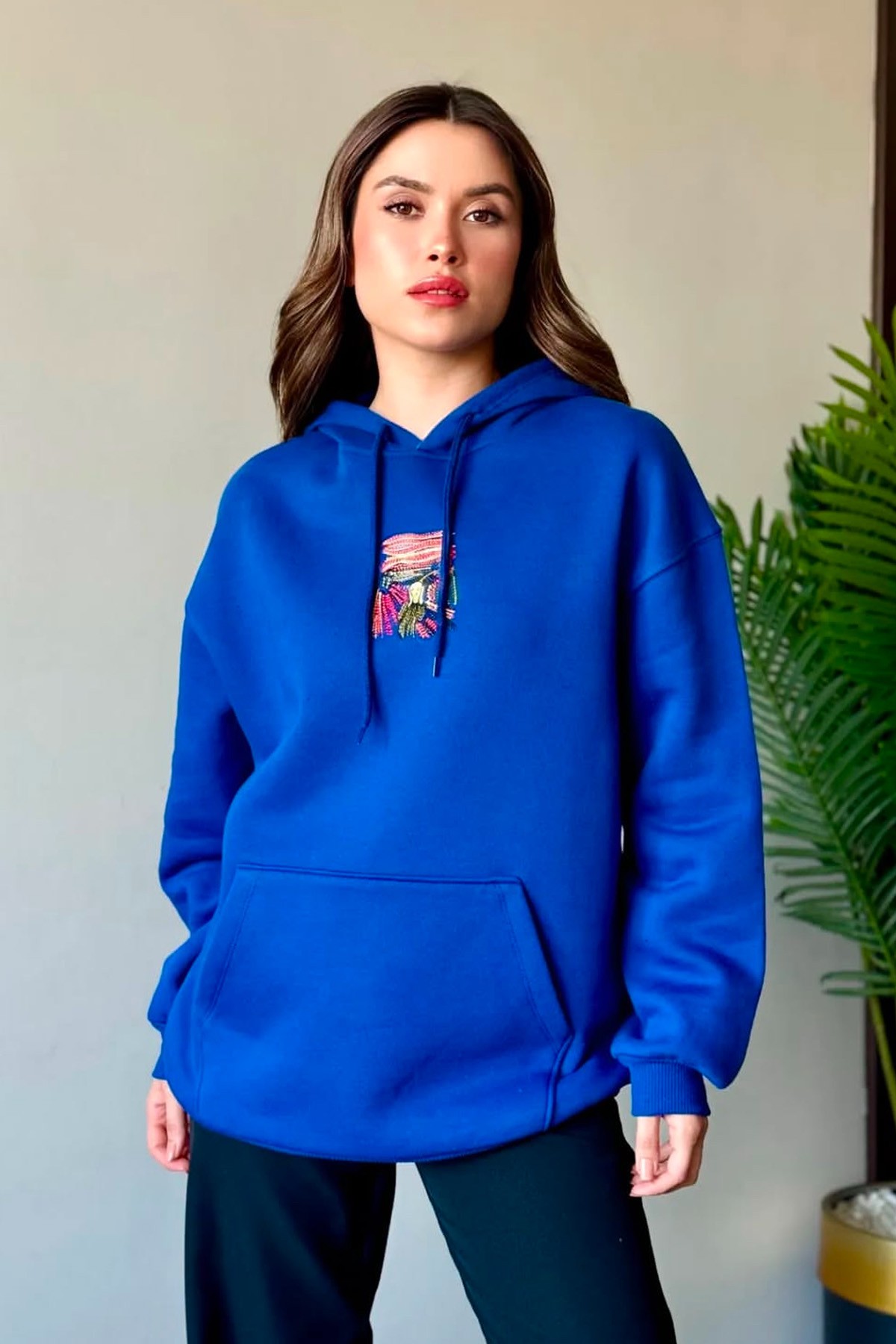 Baskılı Sweatshirt - koyu mavi