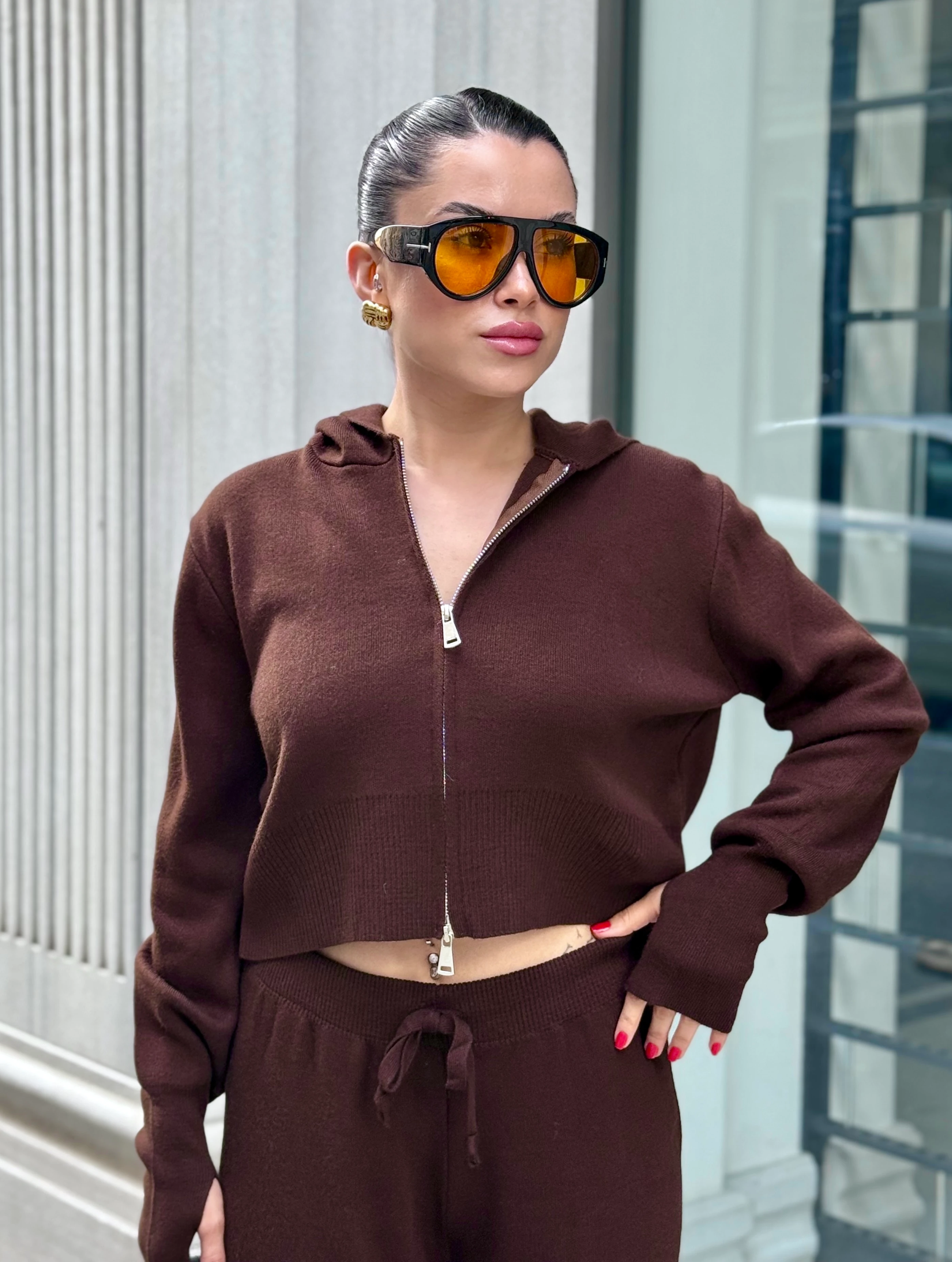 Premium Alt Üst Triko Takım - kahverengi