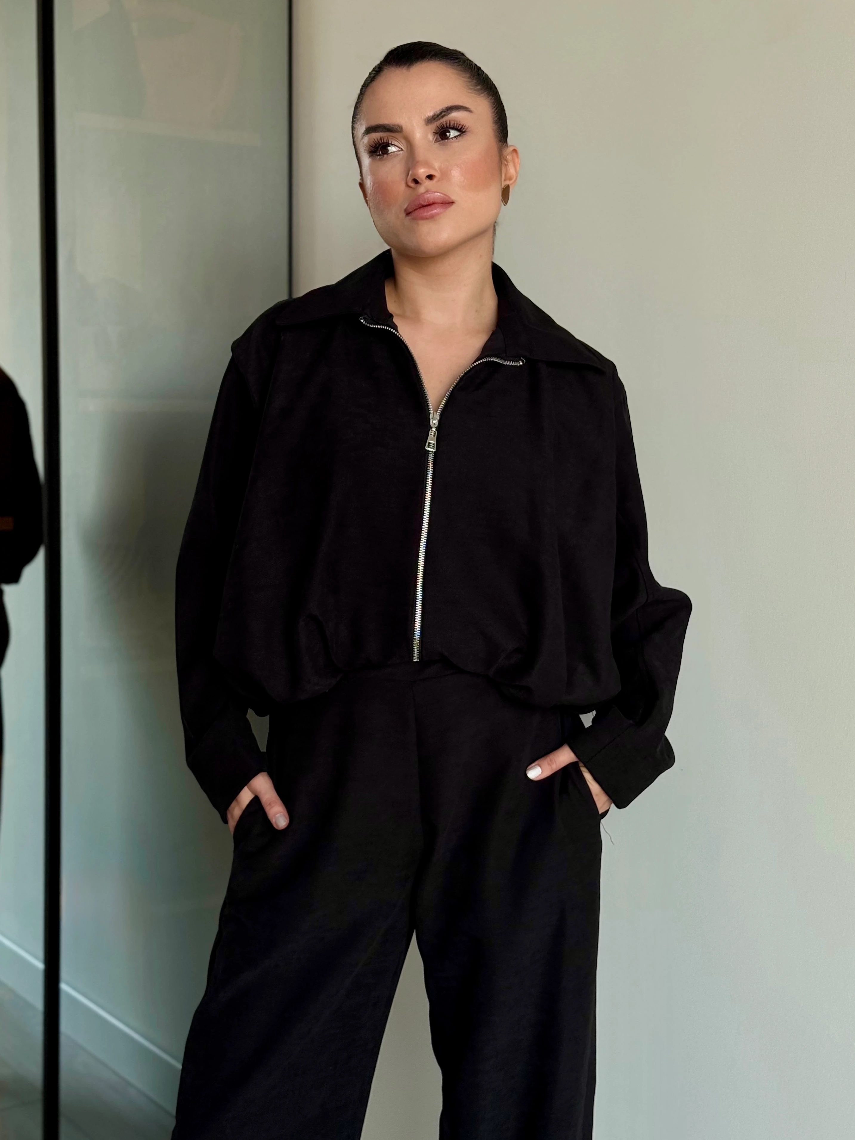 İkili Gömlek Yaka Takıım  - Siyah