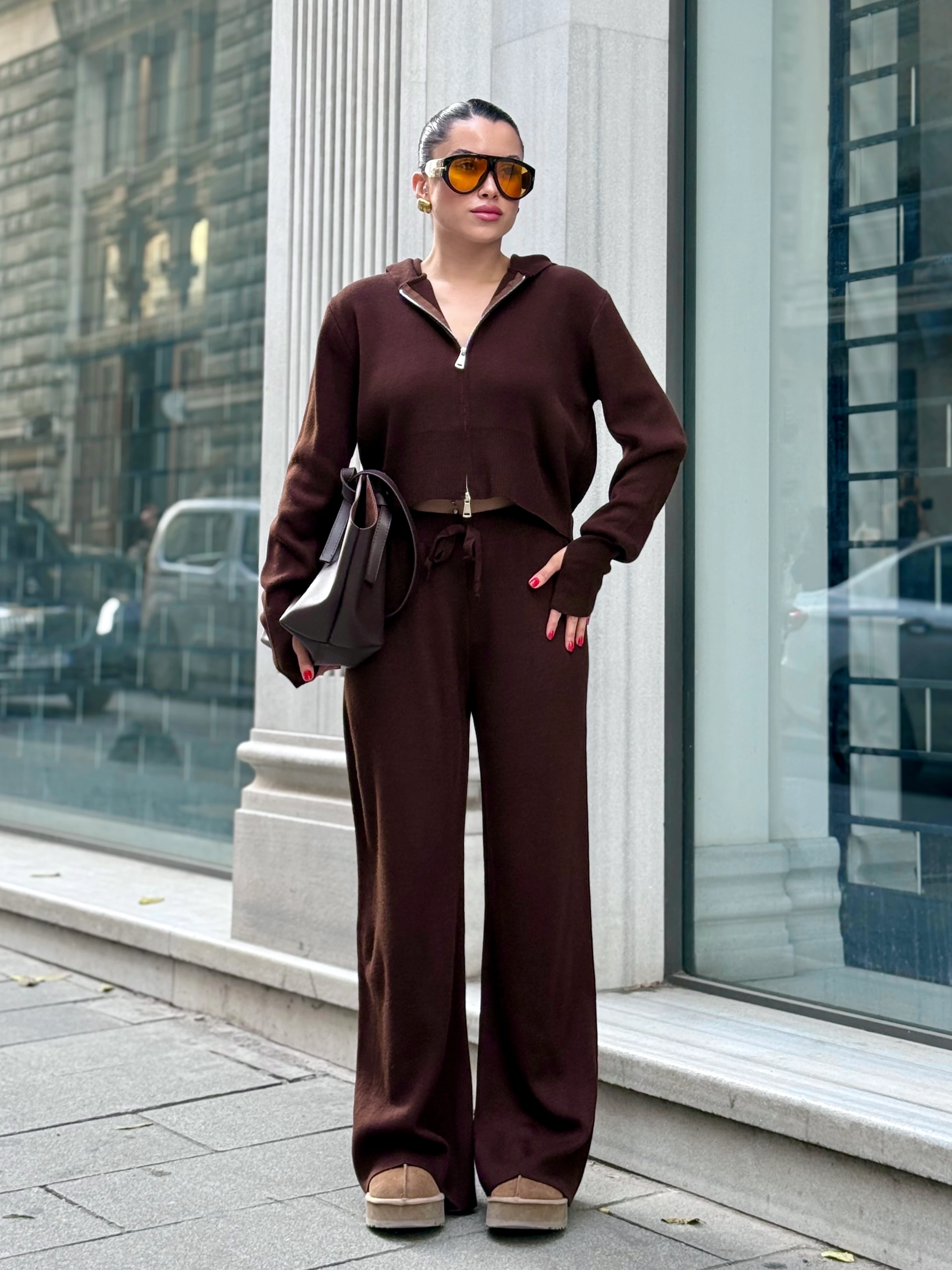 Premium Alt Üst Triko Takım - kahverengi