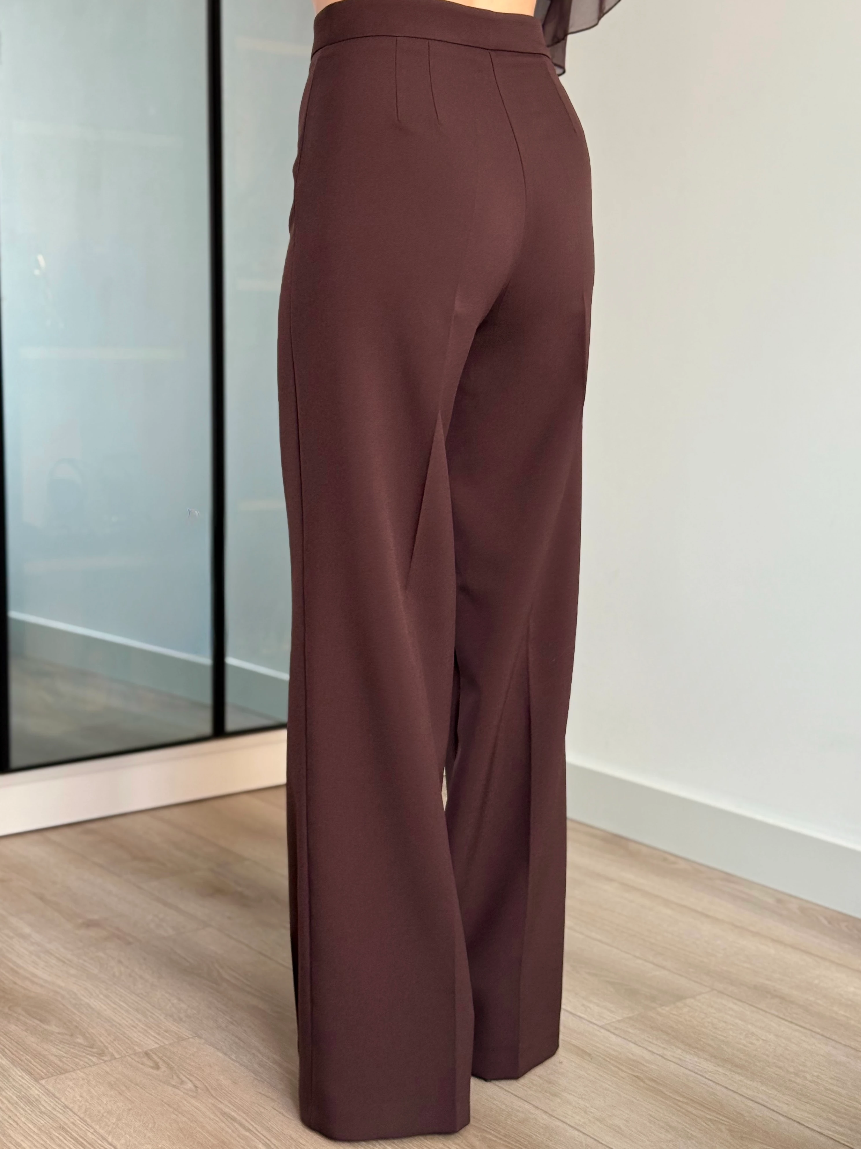 Yüksel Bel Palazzo Pantolon - Acı kahve