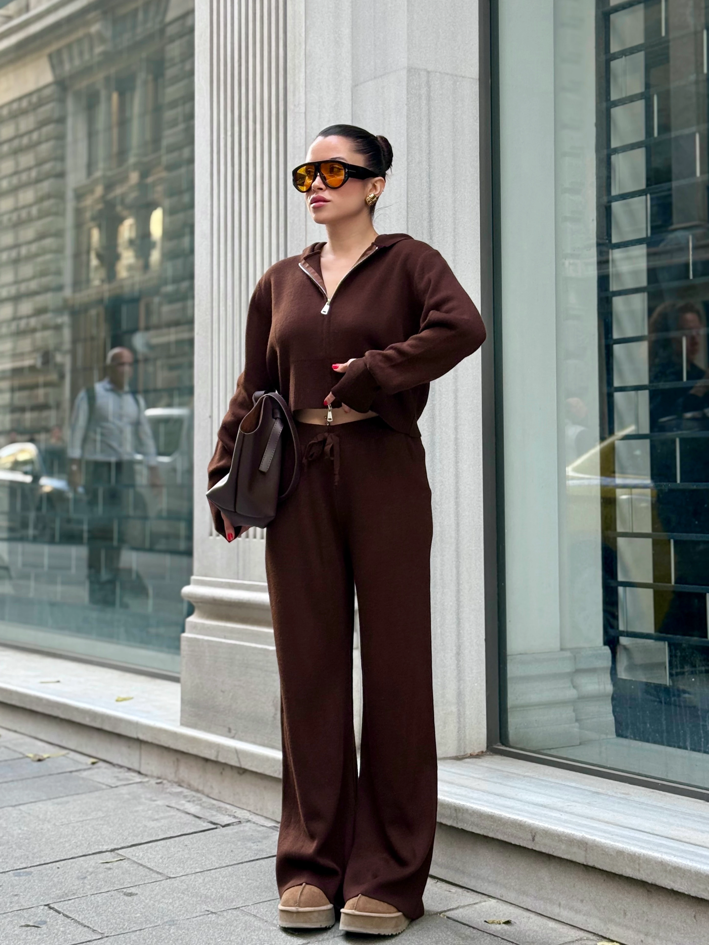 Premium Alt Üst Triko Takım - kahverengi