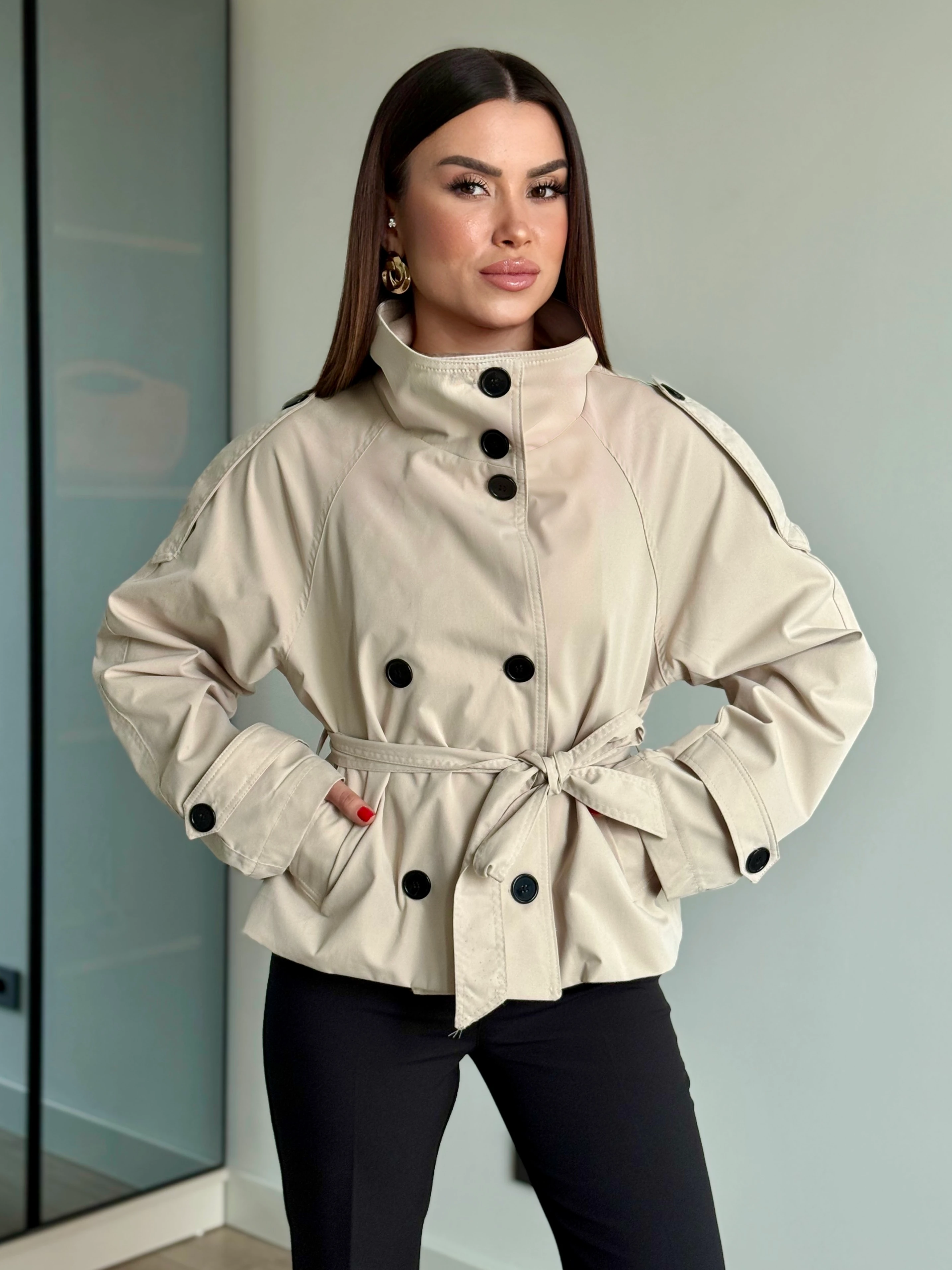 Astarlı Trenç Ceket  - Bej