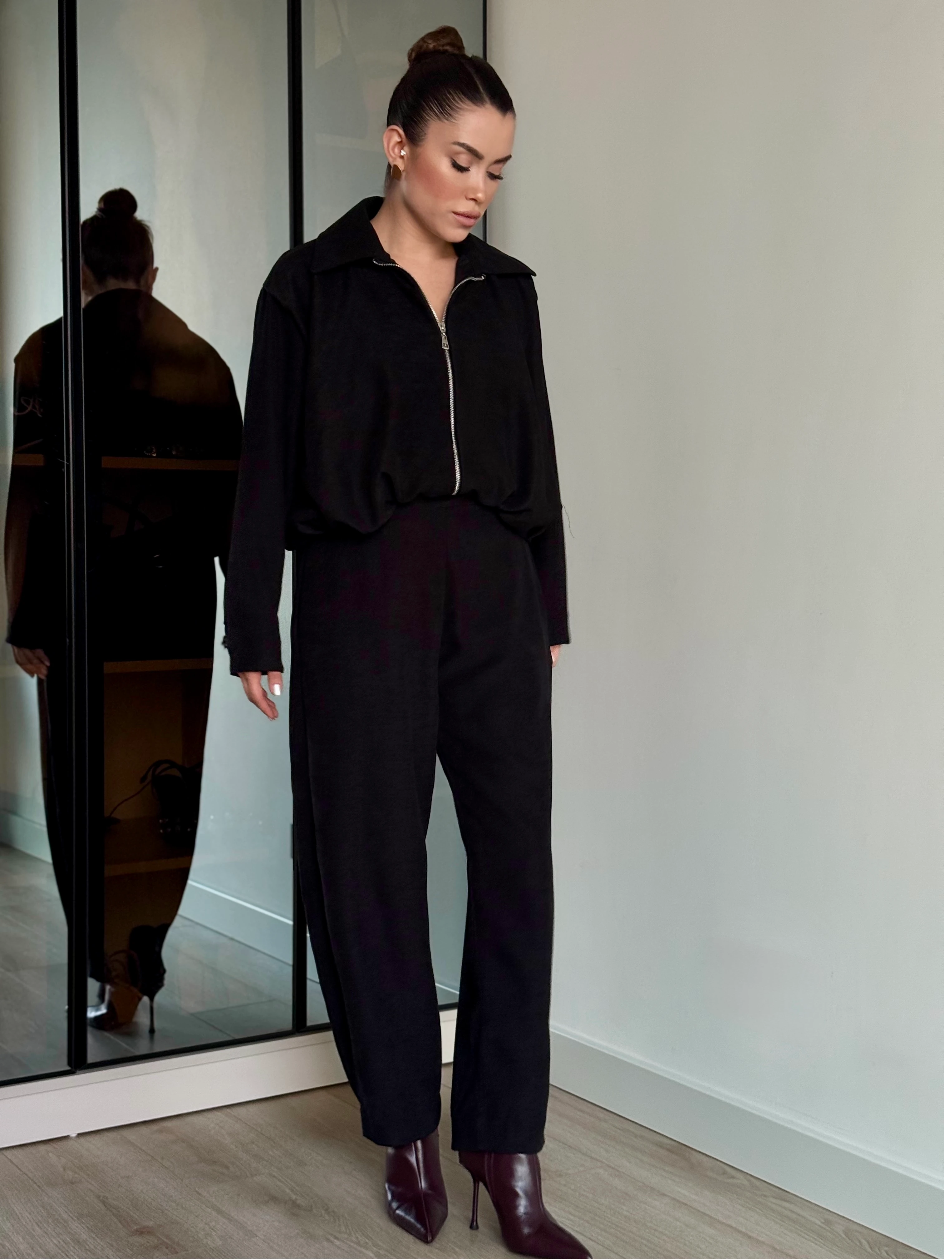 İkili Gömlek Yaka Takıım  - Siyah