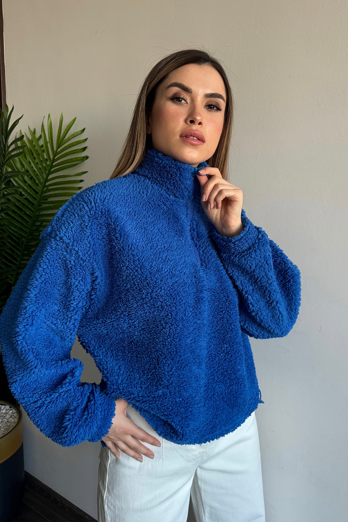 Peluş Sweat - Mavi