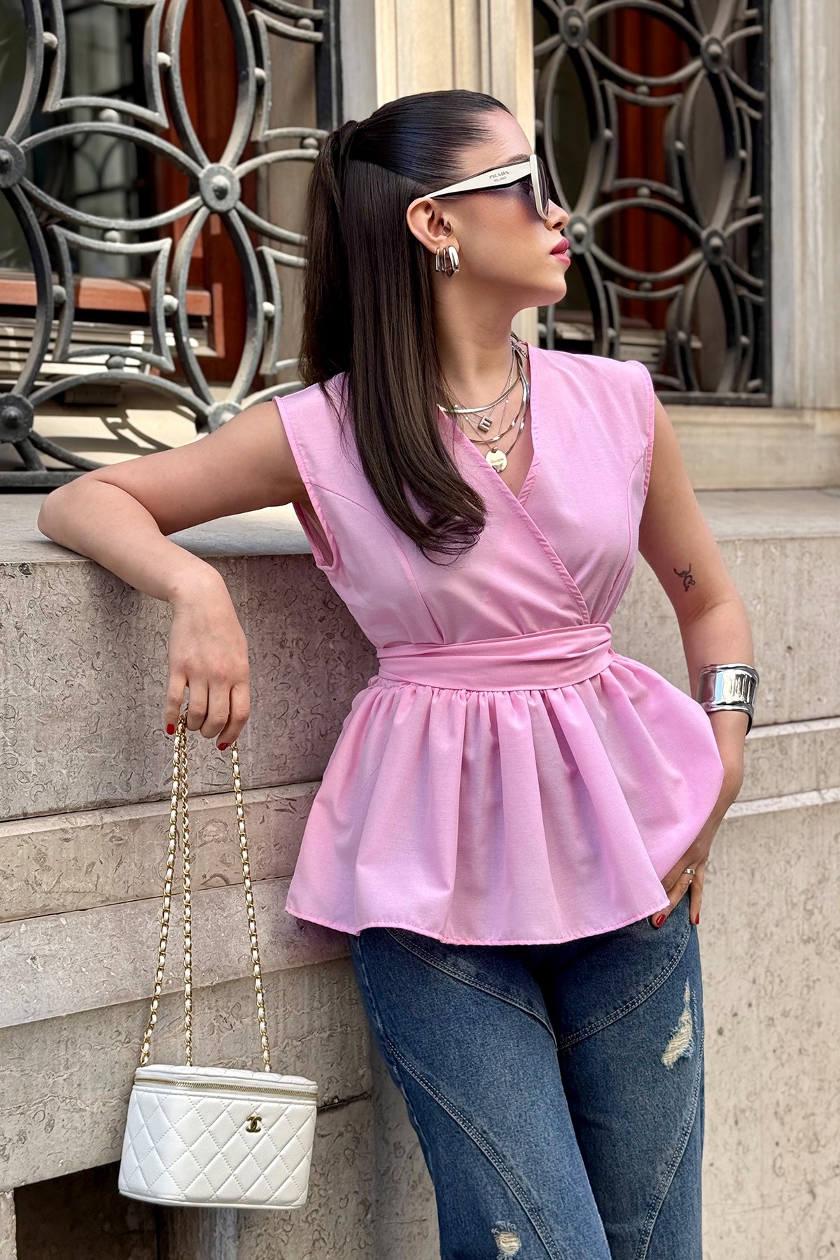 Kuşaklı Gömlek - Pembe
