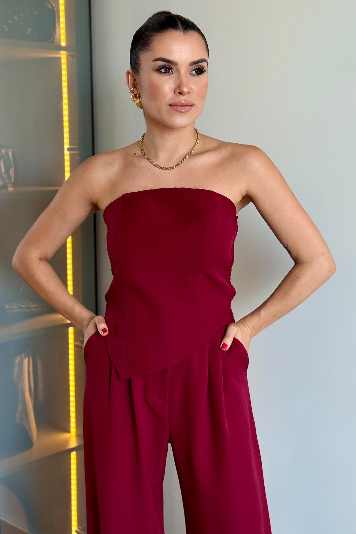 3'Lü Set Takım - Bordo