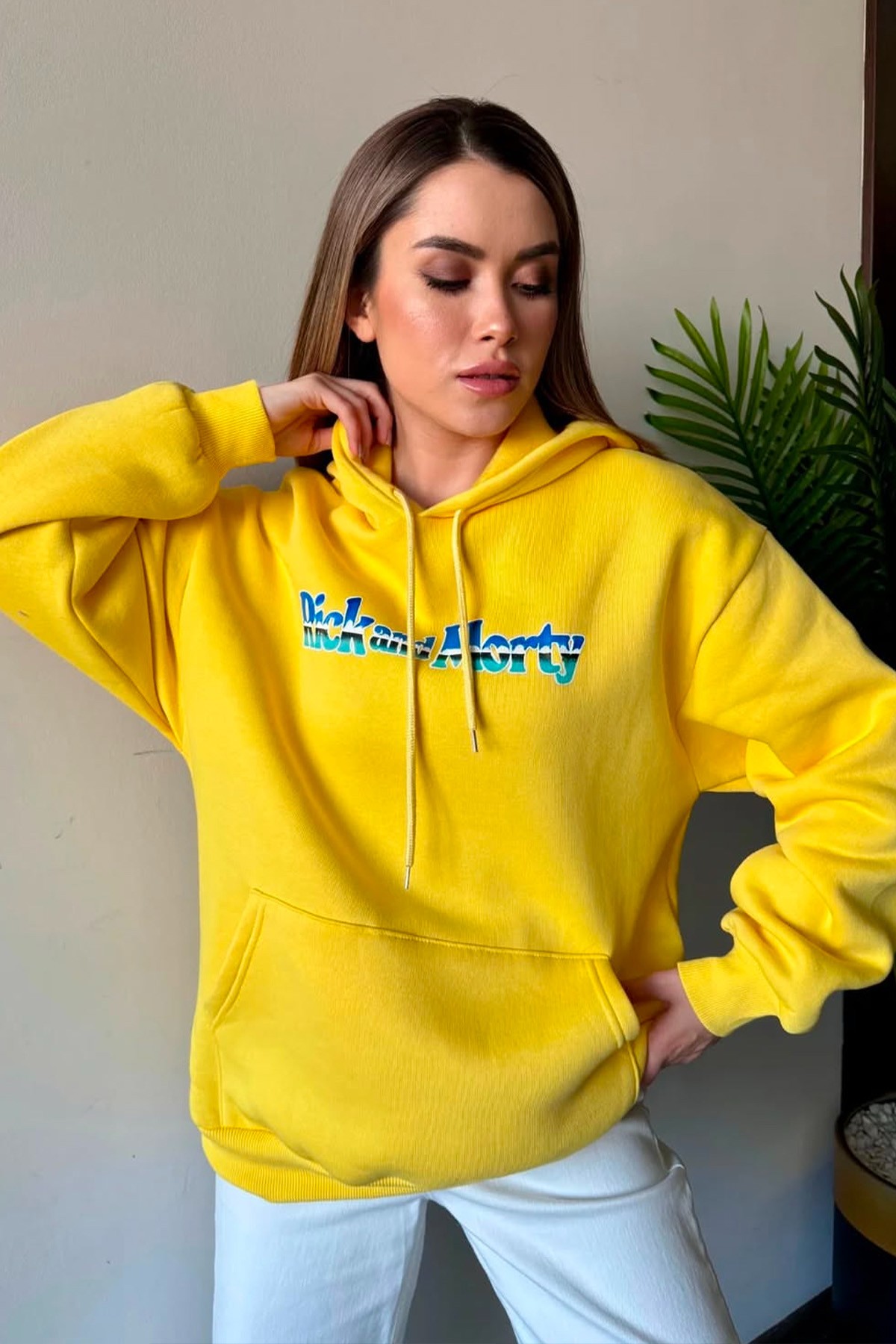 Baskılı Sweatshirt - Sarı