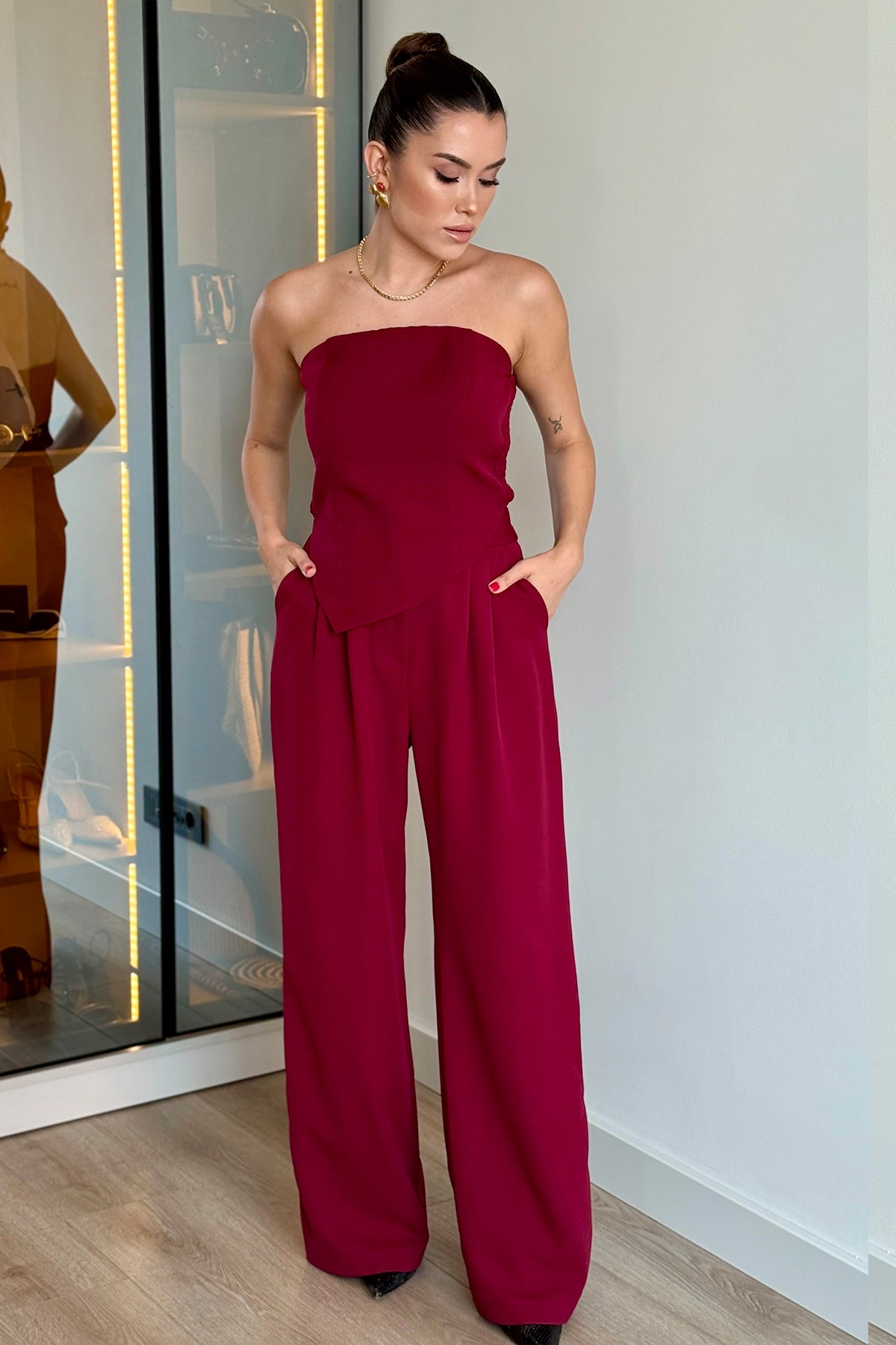 3'Lü Set Takım - Bordo