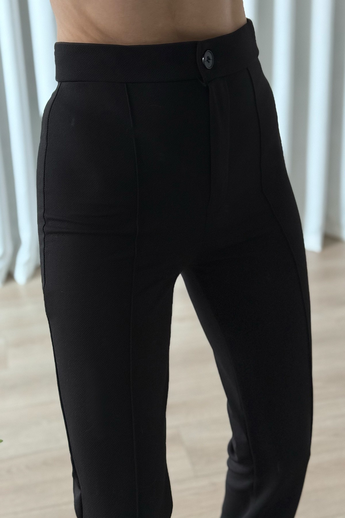 Çimalı Krep Pantolon - Siyah