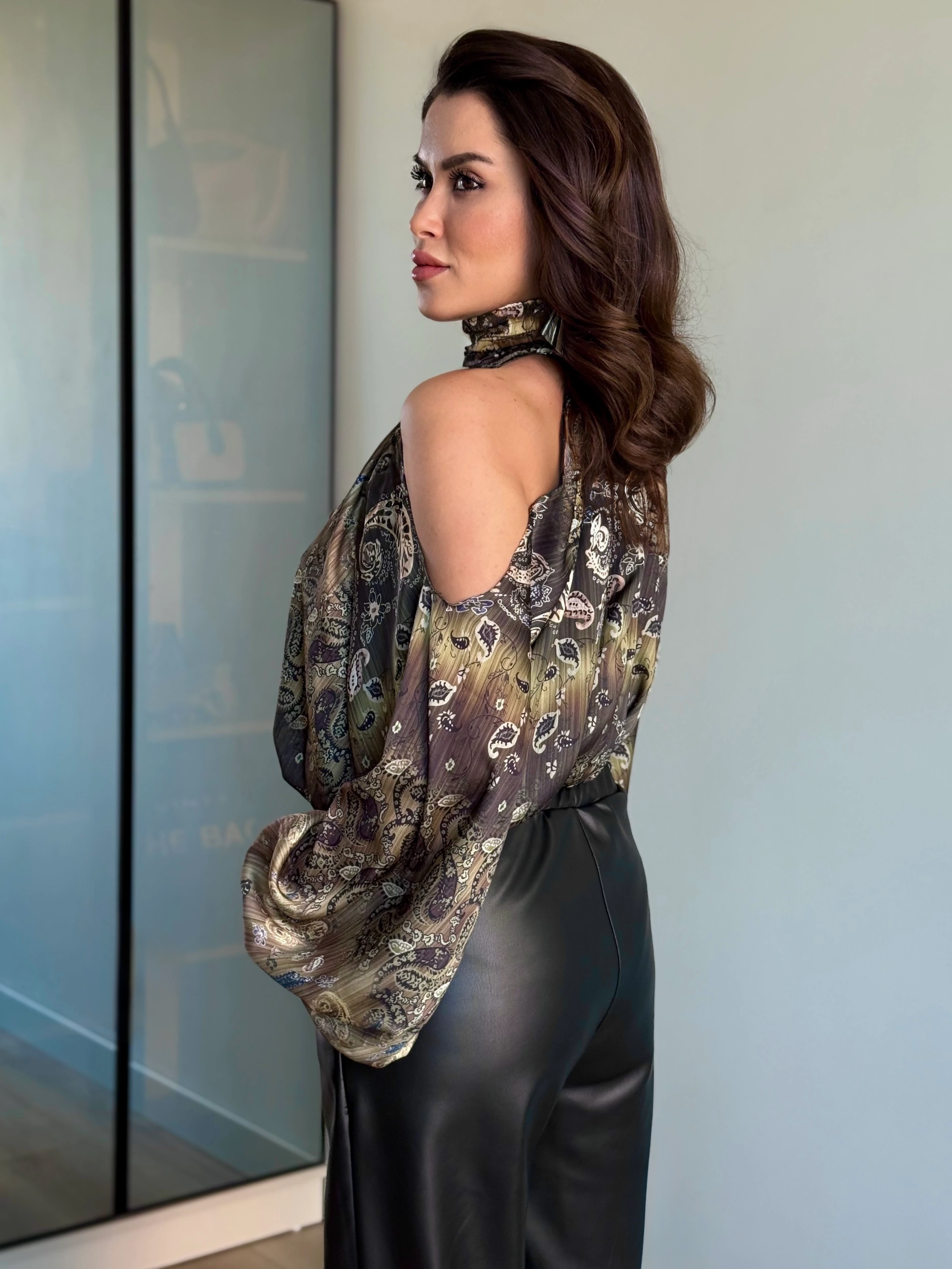 Omuz Dekolteli  Bluz - yeşil