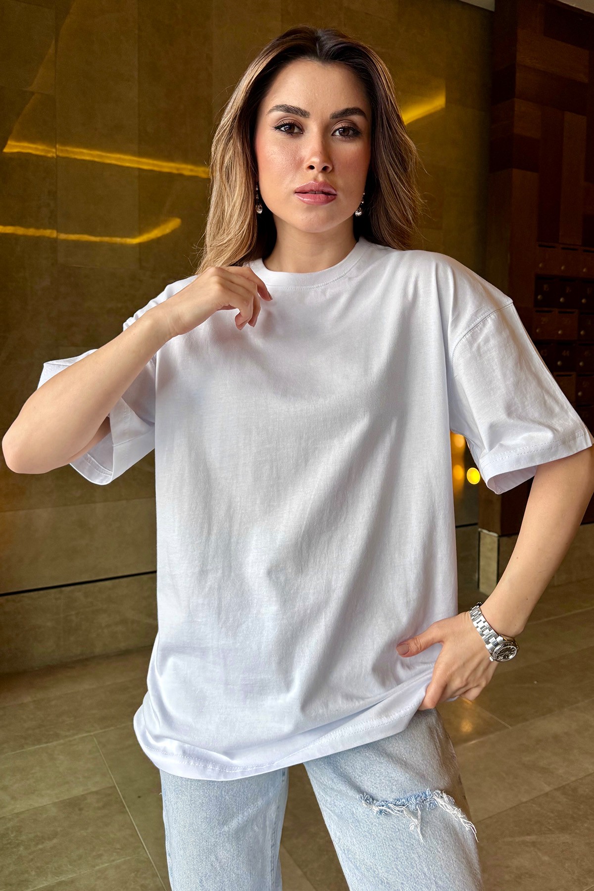 Oversize T-Shirt  - beyaz