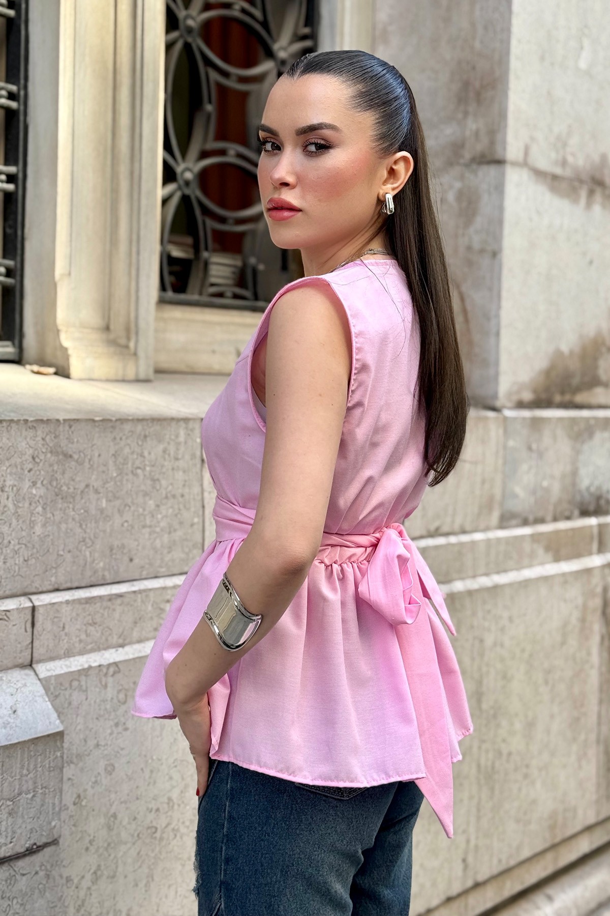 Kuşaklı Gömlek - Pembe