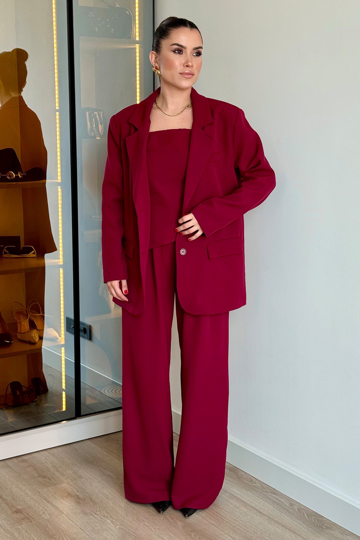 3'Lü Set Takım - Bordo