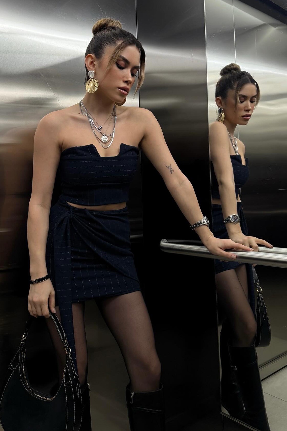 Straplez Crop Etek Takım