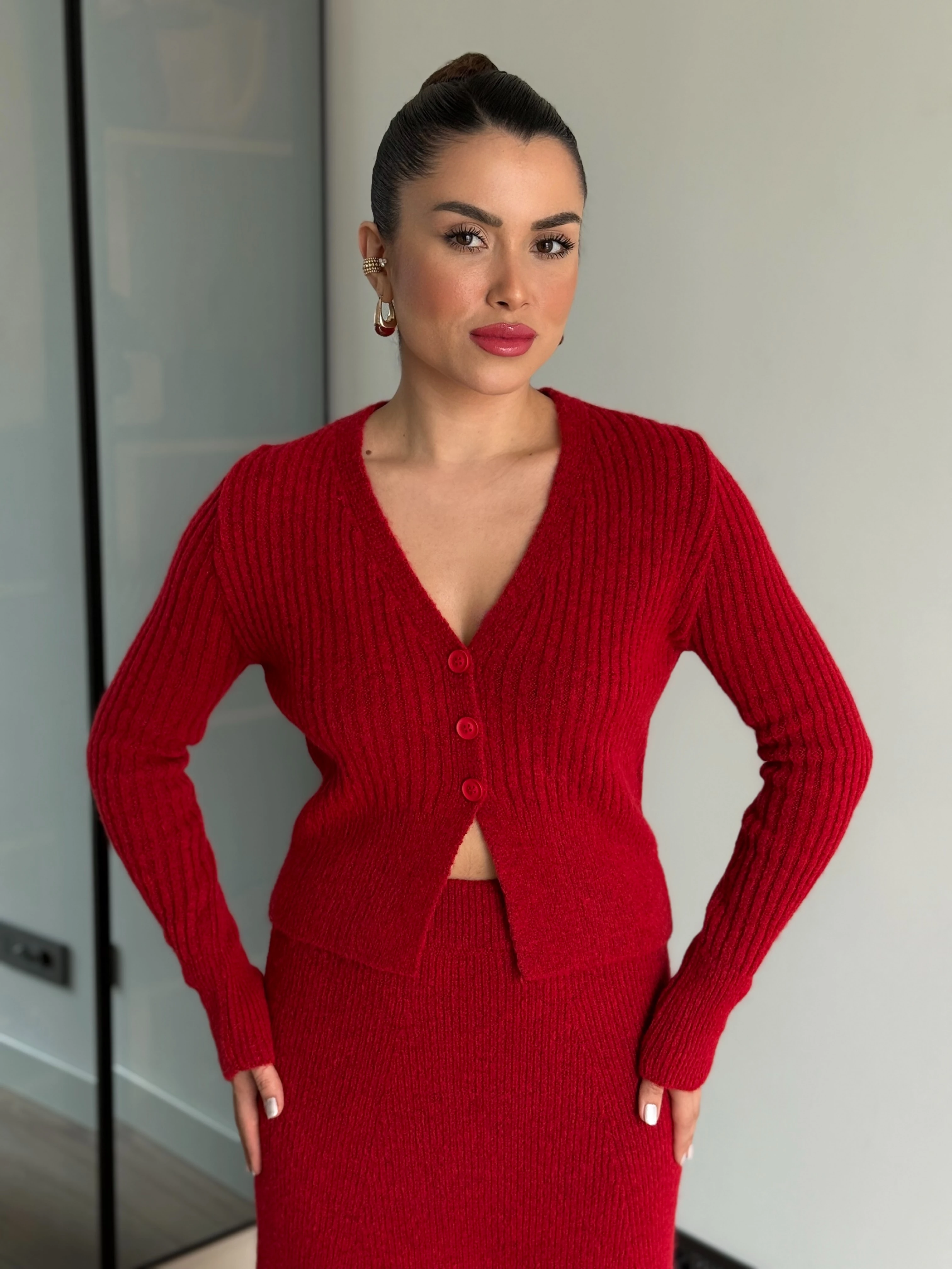 Triko Etek-Buz Takım - Kırmızı