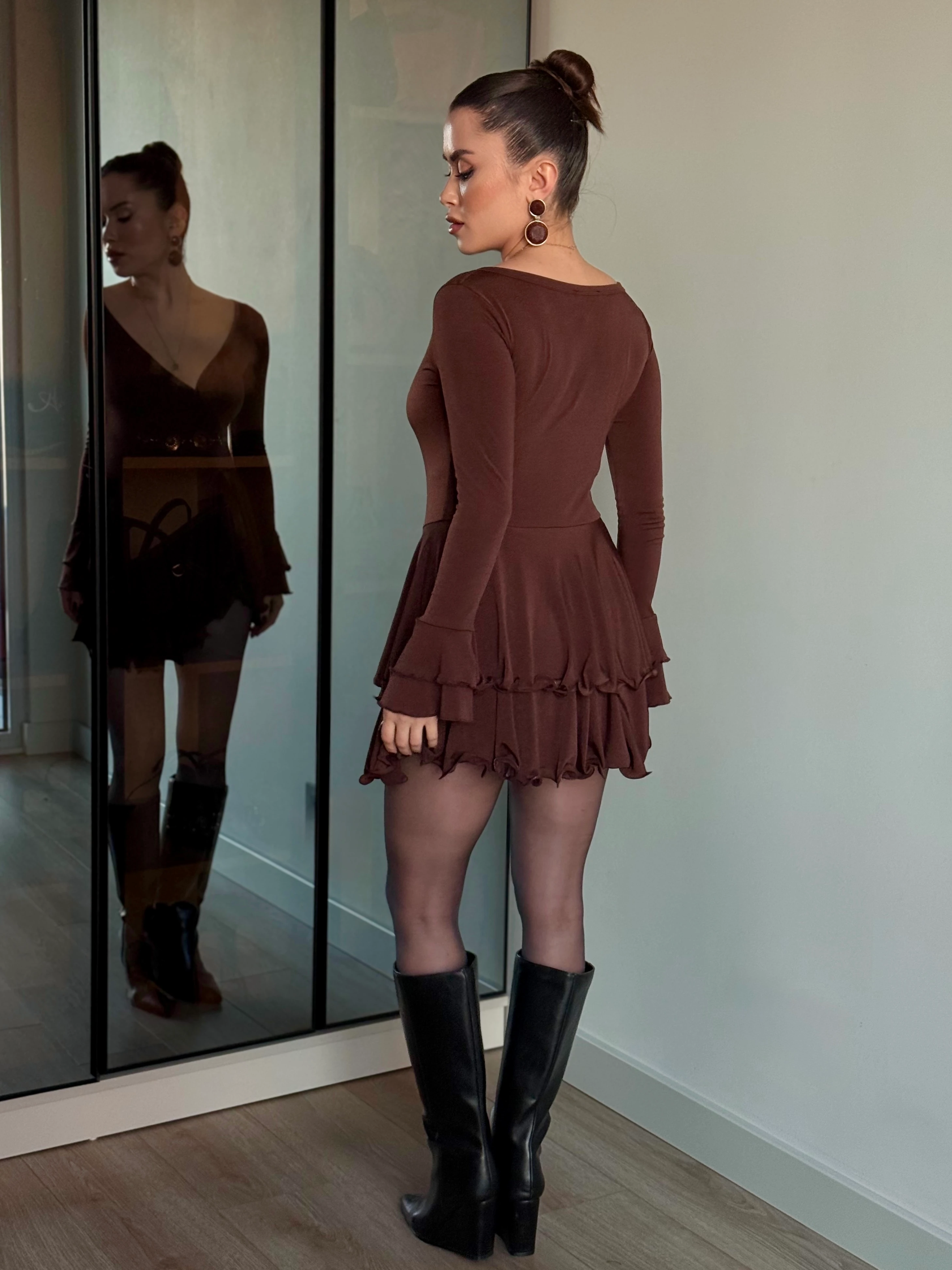 Şortlu Fırfır Elbise