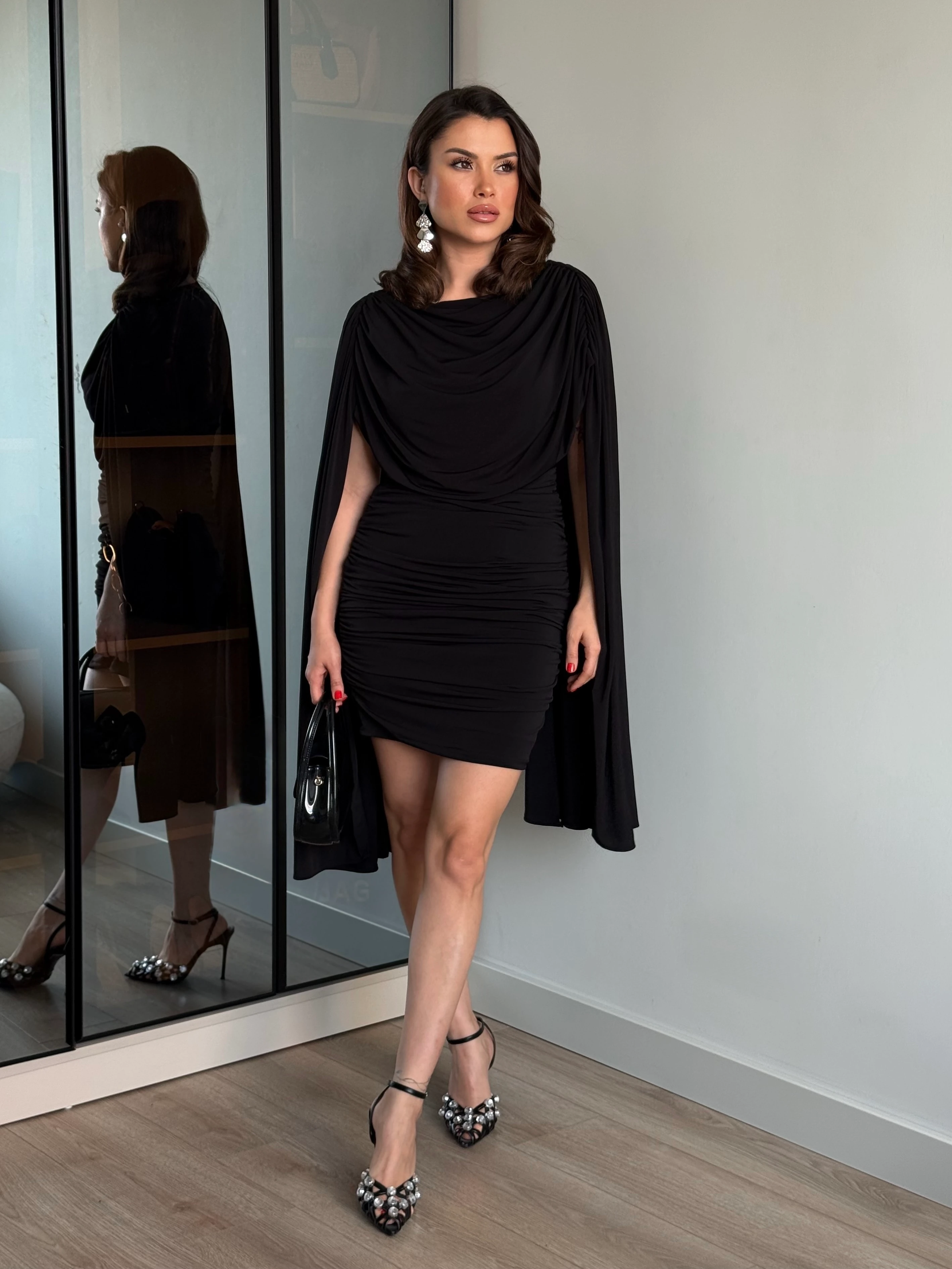 Sandy Kumaş Elbise - Siyah