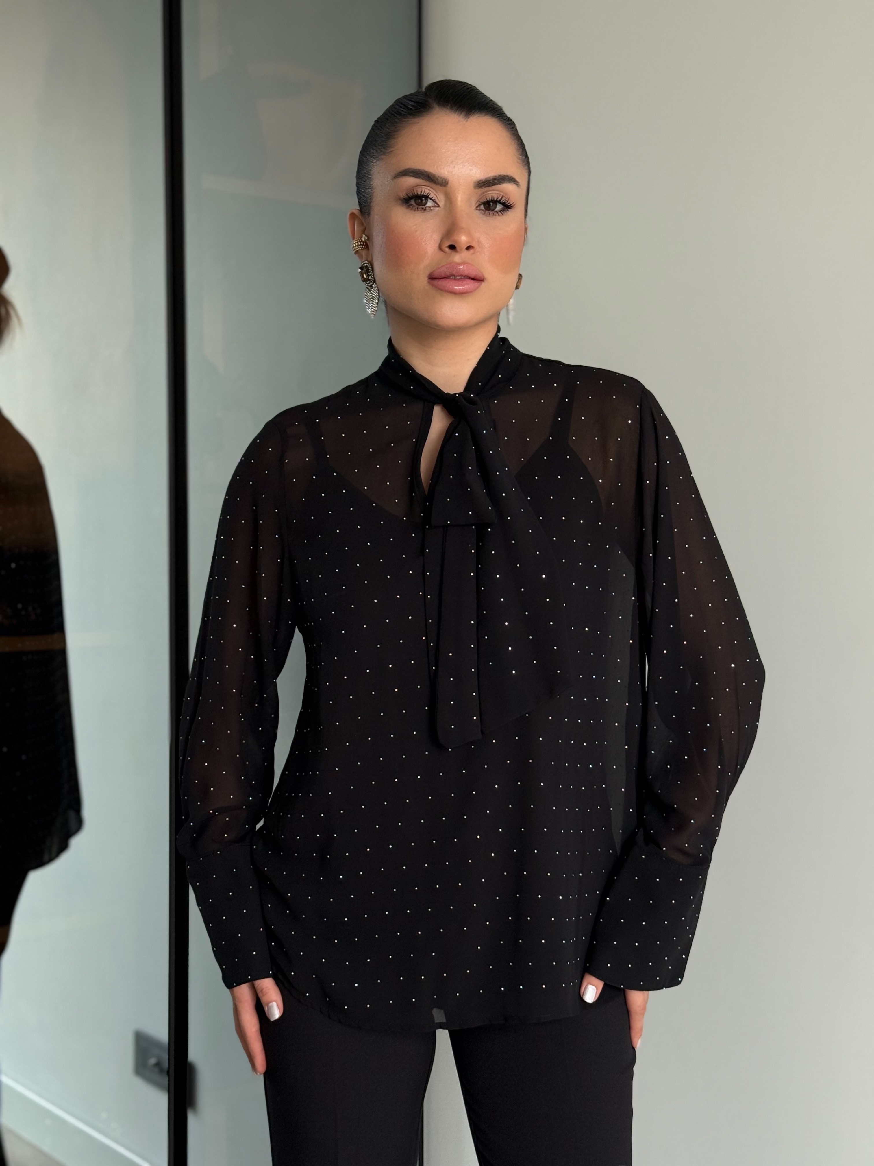 Taşlı Gömlek  - Siyah