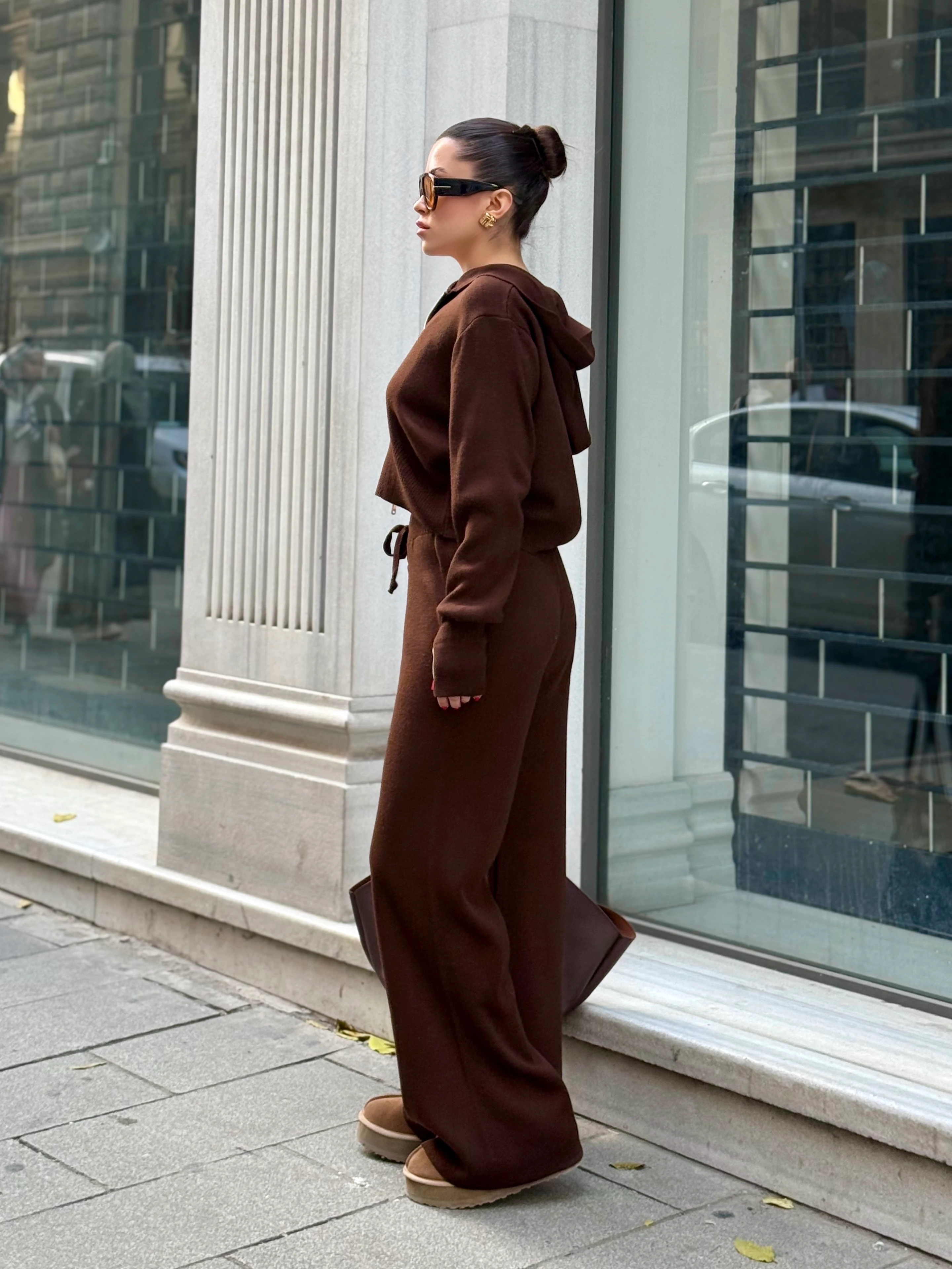 Premium Alt Üst Triko Takım - kahverengi