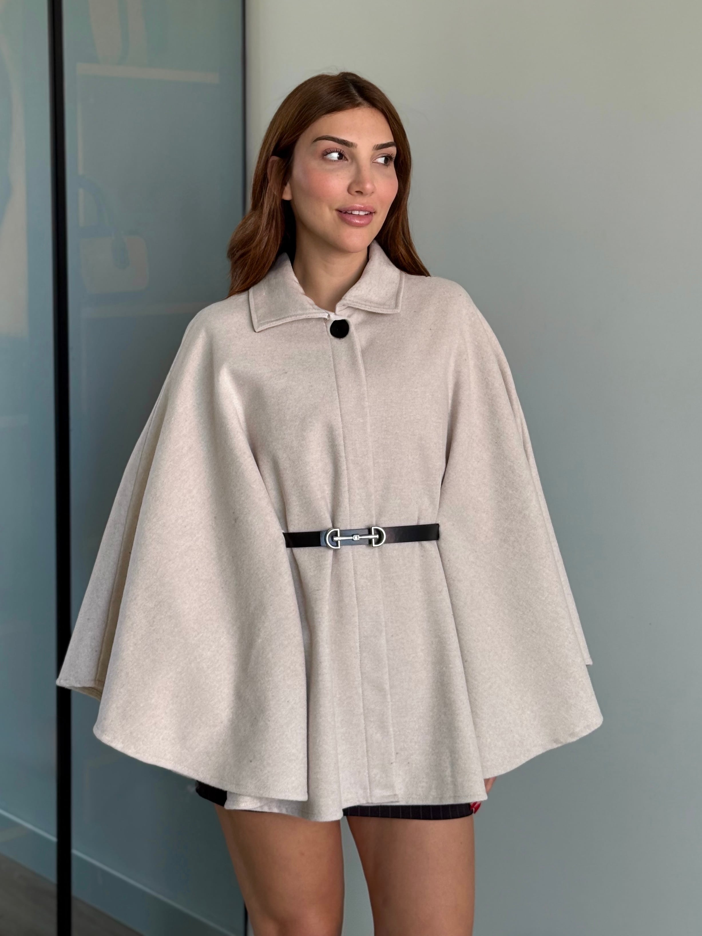 Kemerli Yakalı Manço - krem