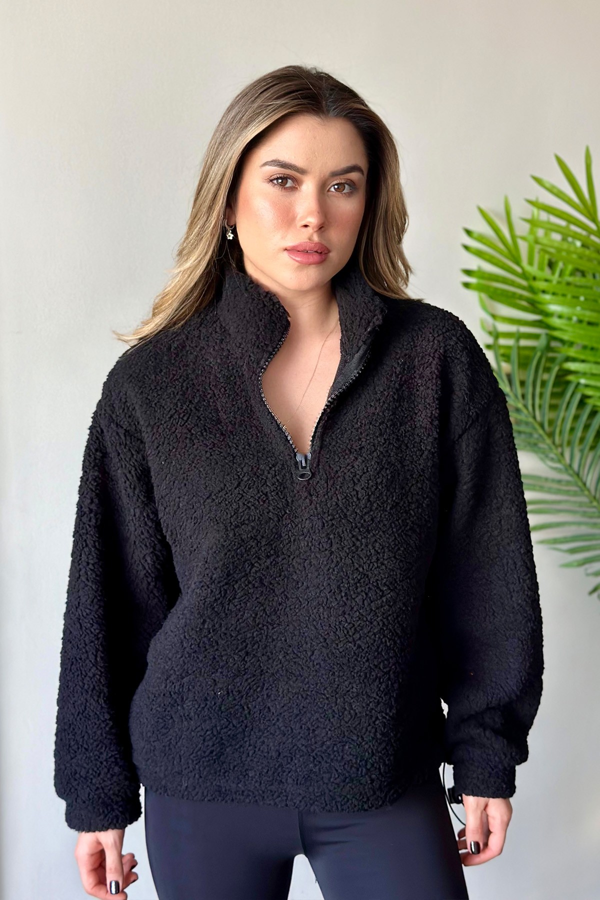 Peluş Sweat Siyah