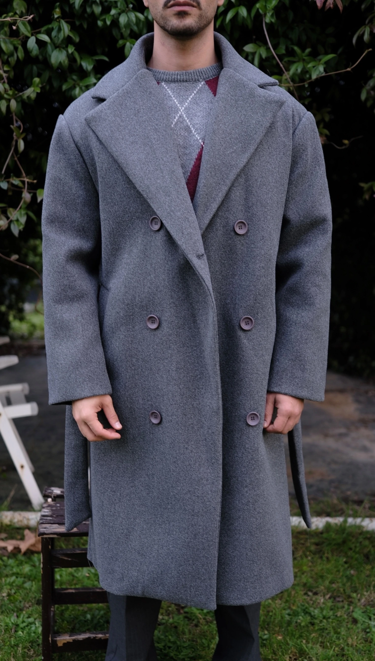 Dokulu Kuşaklı Kruvaze Kaban image