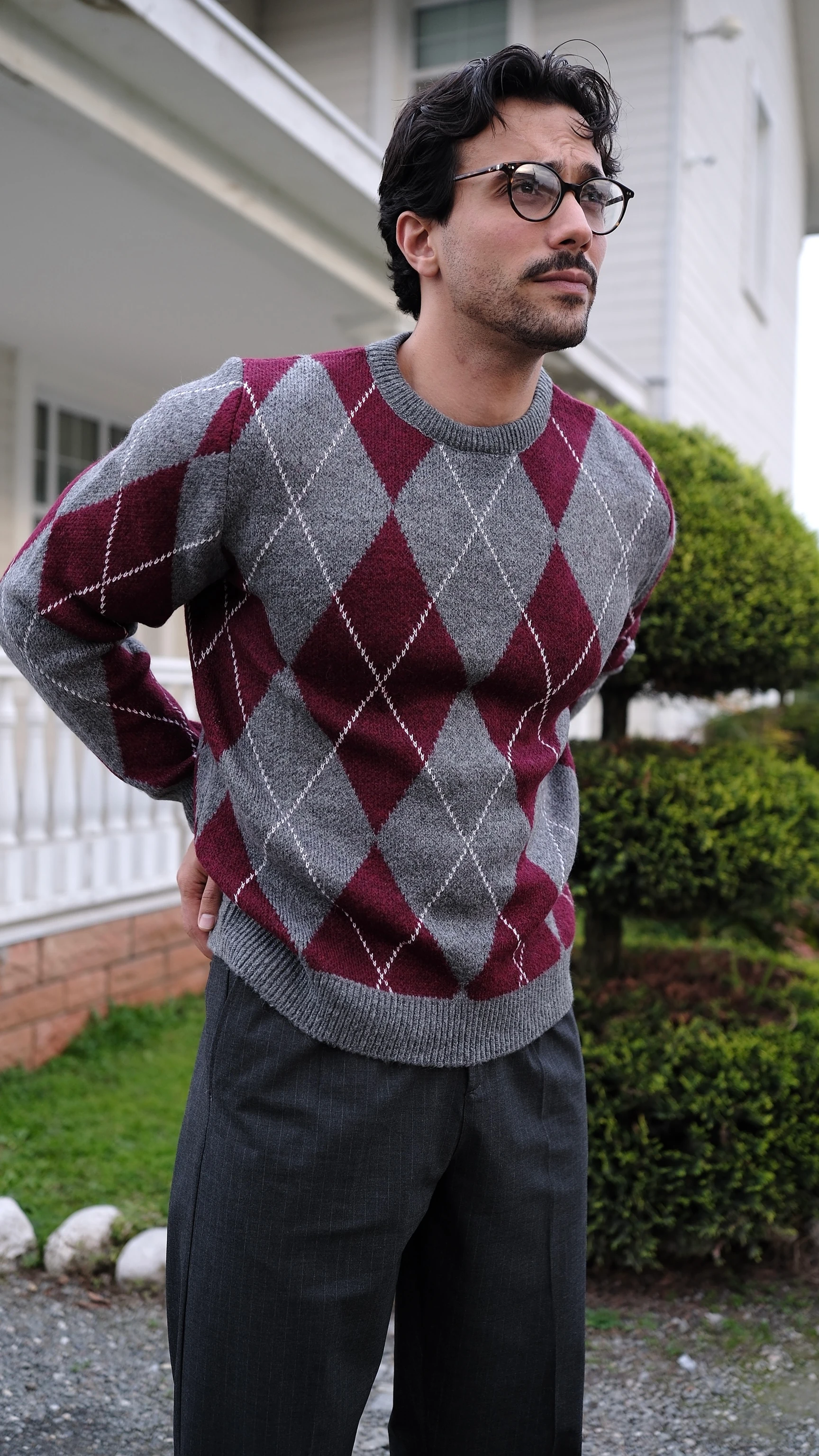 Jakarlı Baklava Desenli Kazak