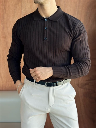 Kensley Pamuklu Triko BCH1001 - Kahverengi main variant image