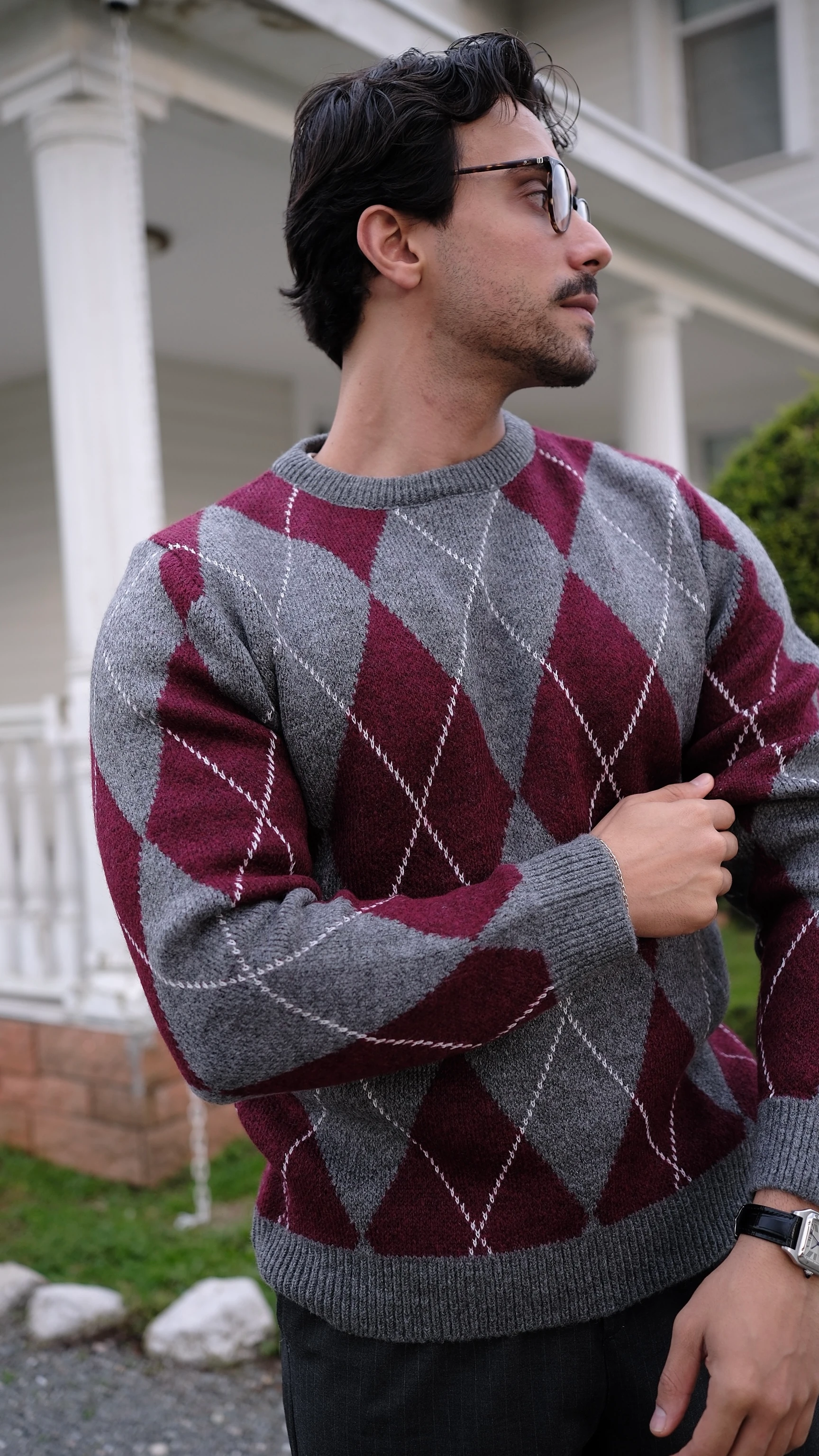 Jakarlı Baklava Desenli Kazak