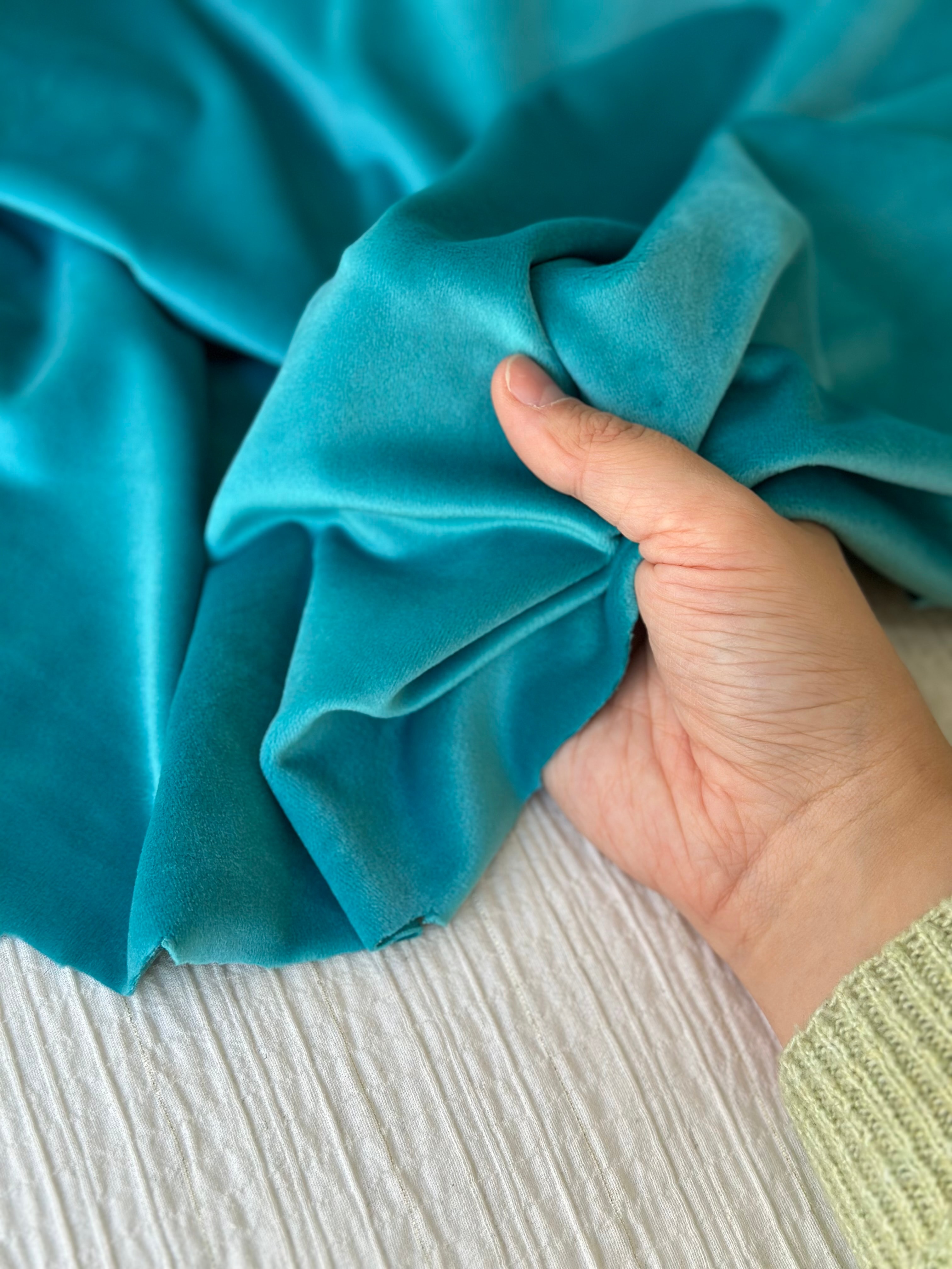 Turkuaz rengi bebe kadife 150x185cm