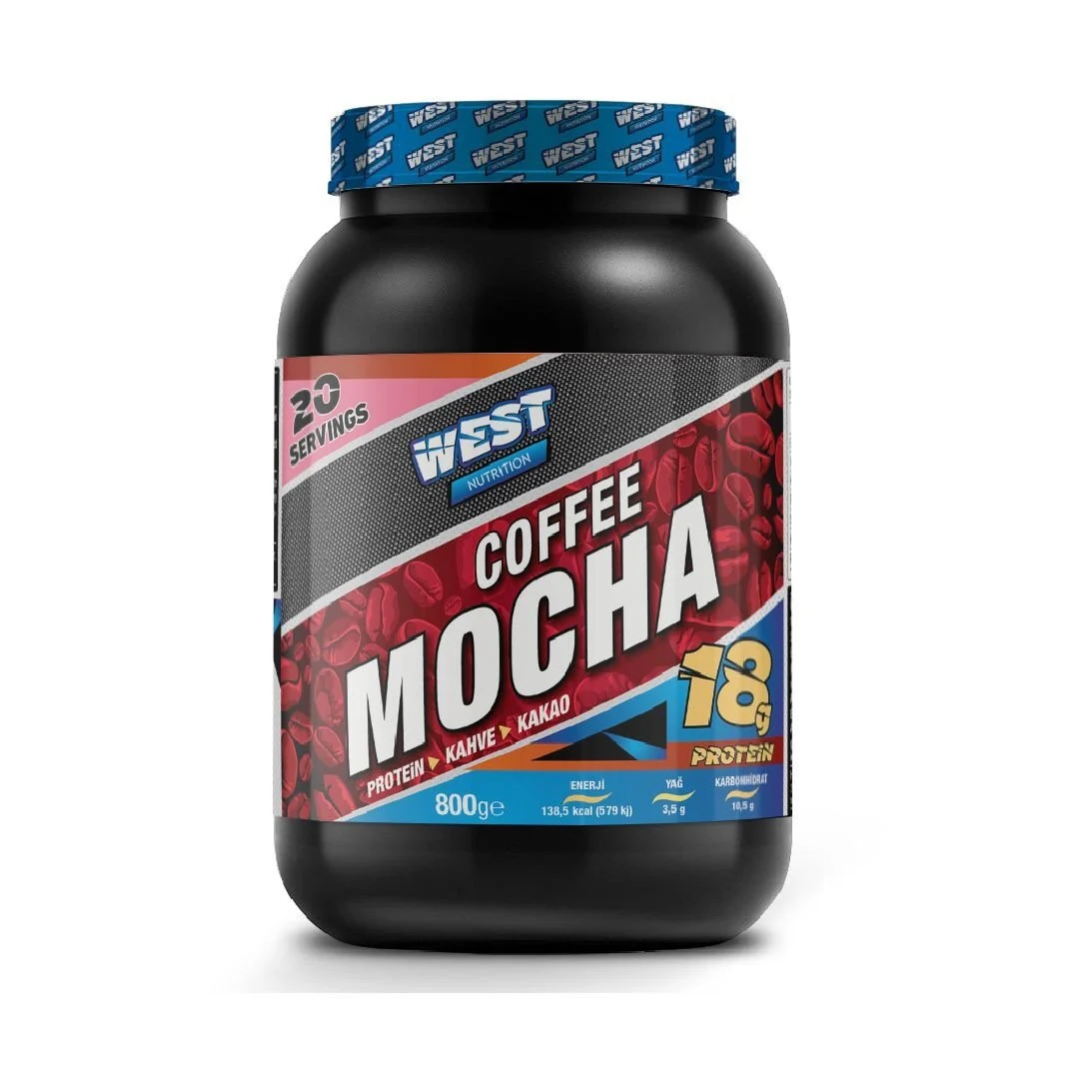 Proteinli Kahve Tozu 800 gr 20 Servis Mocha Aromalı