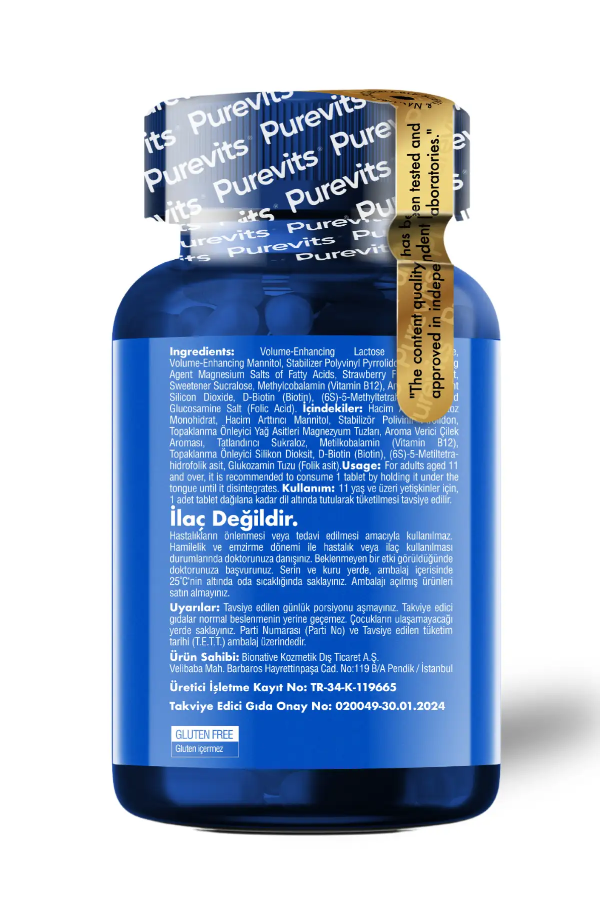 PUREVİTS Vitamin B12 Complex - Folic Acid – Biotin – 30 Adet Dilaltı Tablet