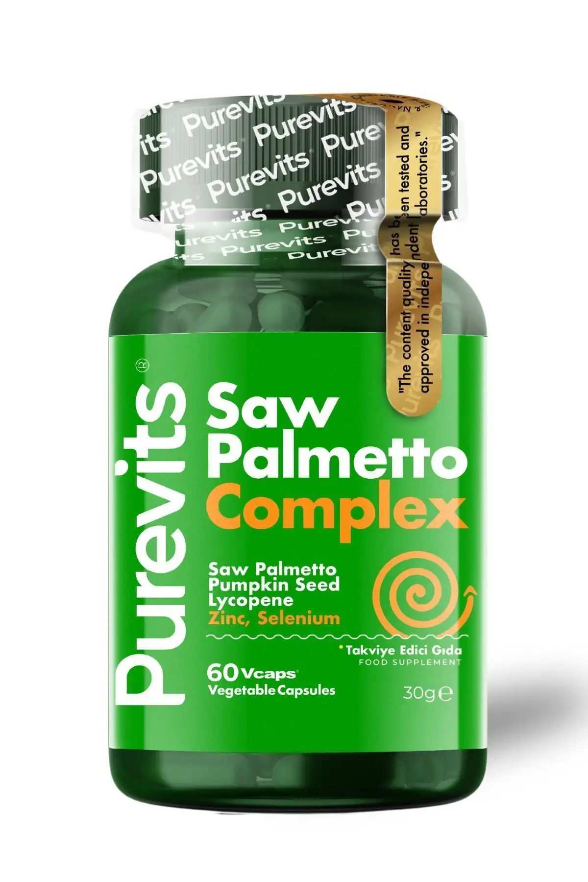 PUREVİTS Saw Palmetto Complex-cüce Palmiye-çinko-kabak Çekirdeği Ekstraktı-likopen-selenyum 60 Adet Veg Cap