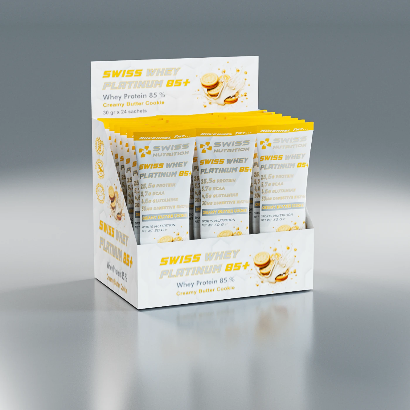 SWISS WHEY PLATINUM 85+ SAŞE 24 ADET - Kremalı Tereyağlı Kurabiye