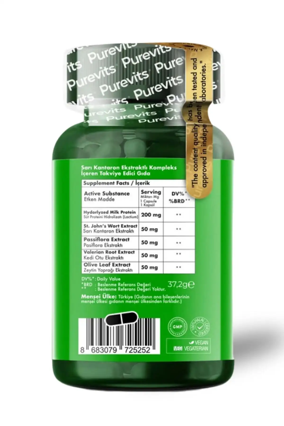 PUREVİTS St. John's Wort - Sarı Kantaron & Passiflora - 60 Adet Vegan Kapsül