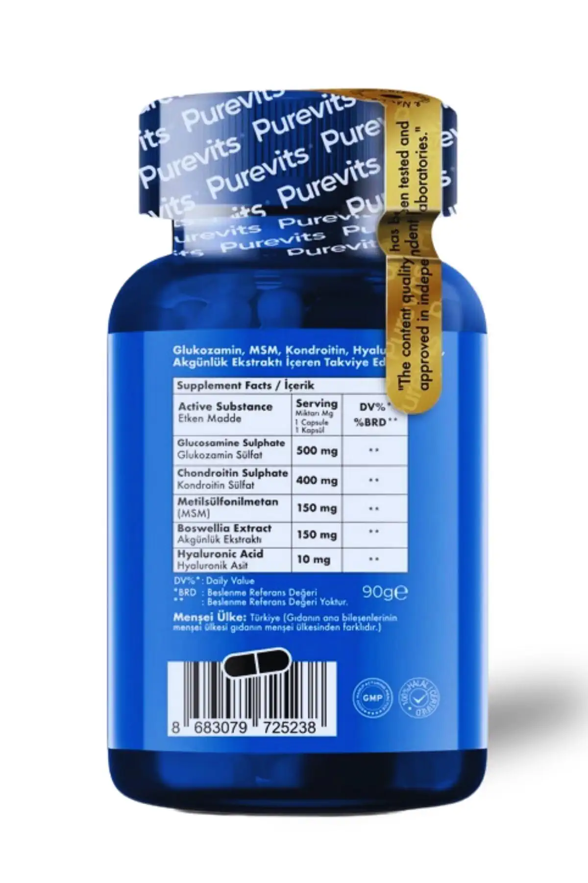 PUREVİTS Glucosamine - Chondroitin - MSM – Boswellia - Hyaluronik Asit - 60 Adet Tablet